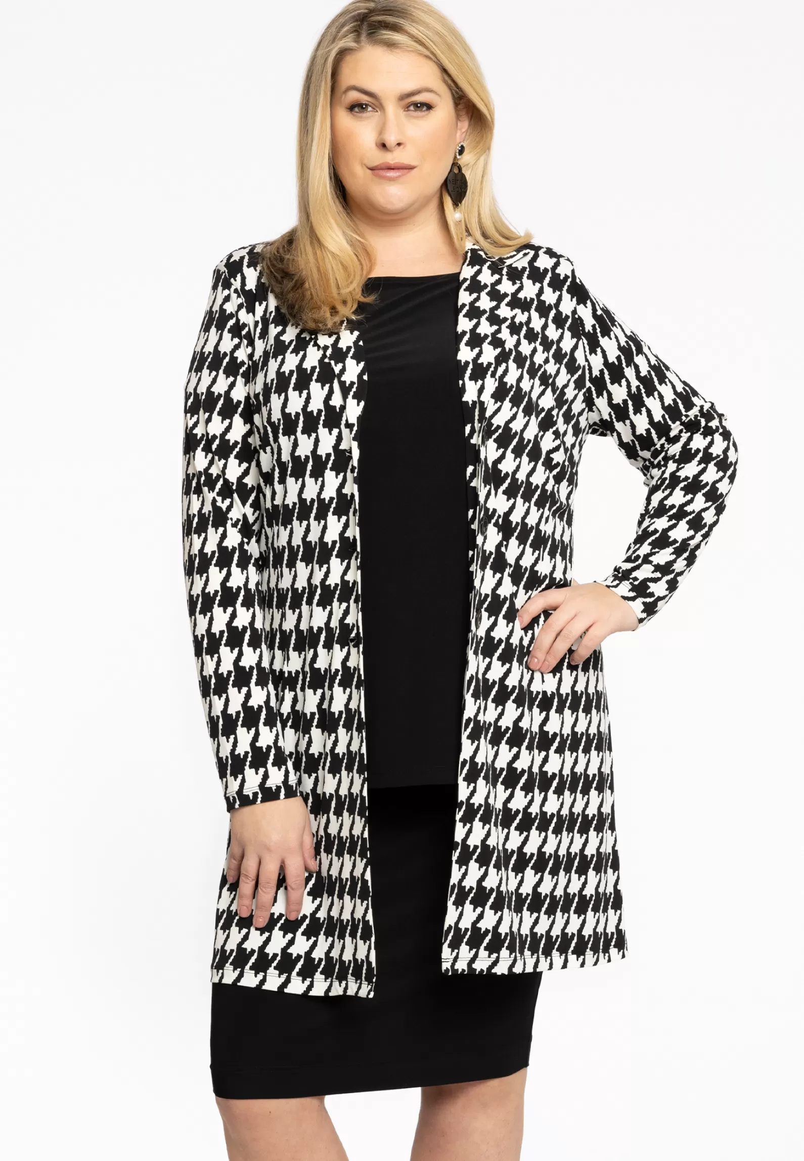 Online Blazer Long Pied De Poule Women Coats & Blazers