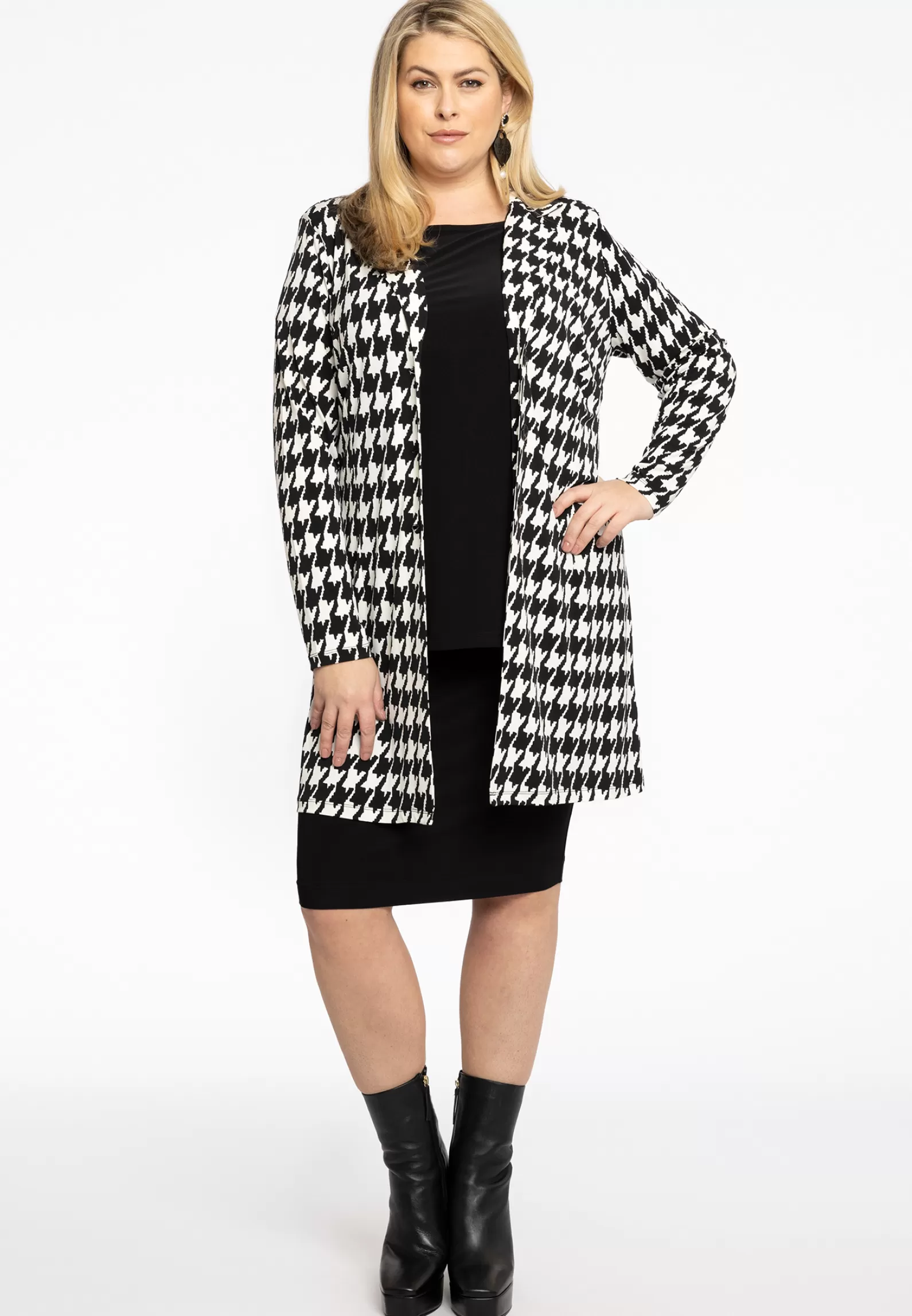 Online Blazer Long Pied De Poule Women Coats & Blazers