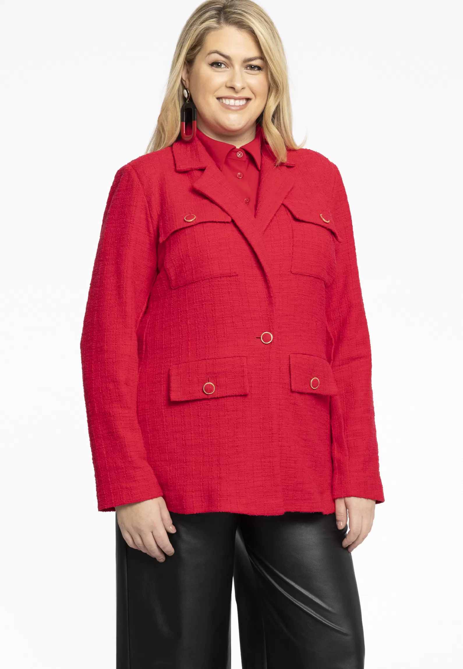 New Blazer Pockets Boucle Women Coats & Blazers