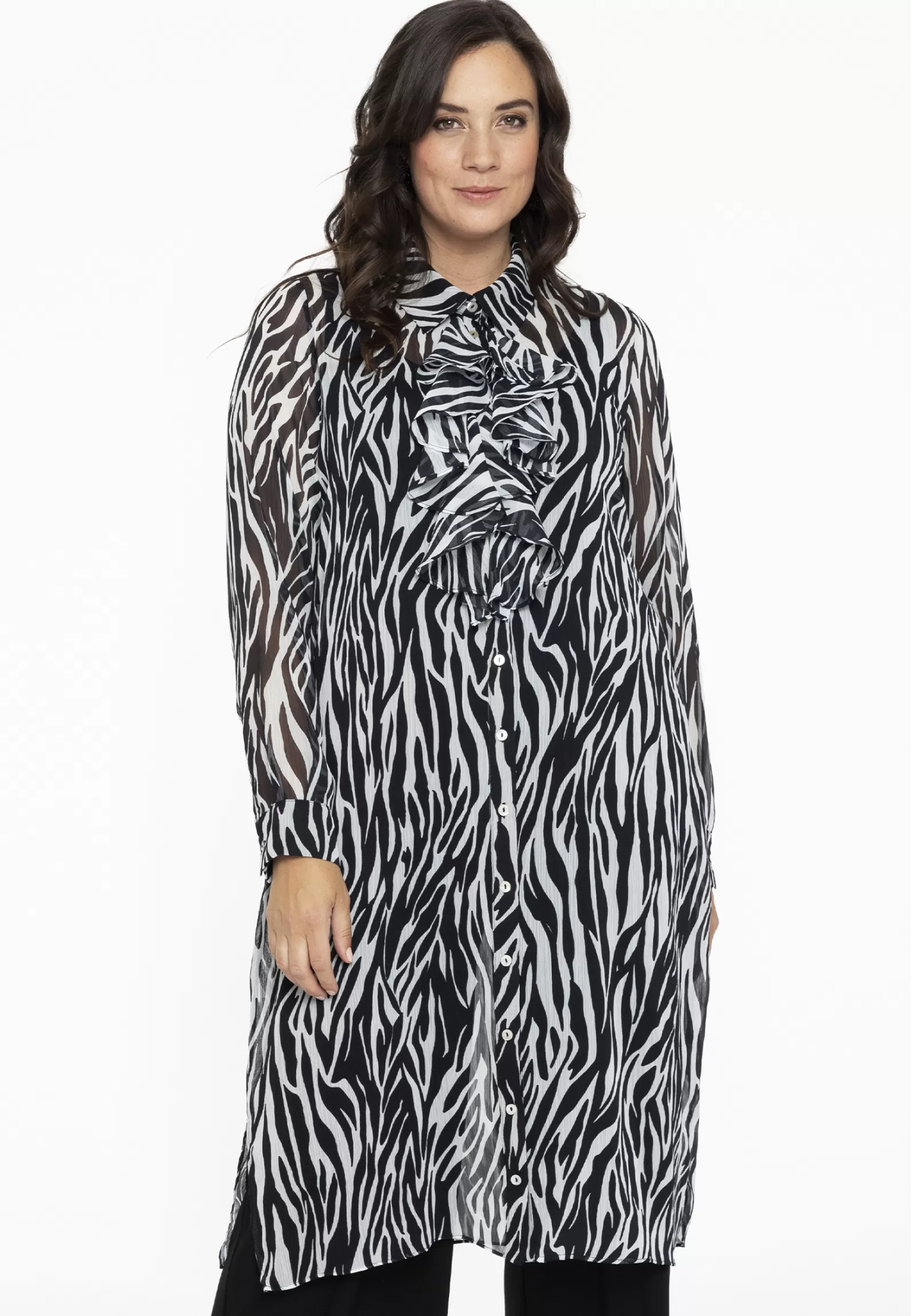 New Blouse Long Jabot Zebra Women Blouses