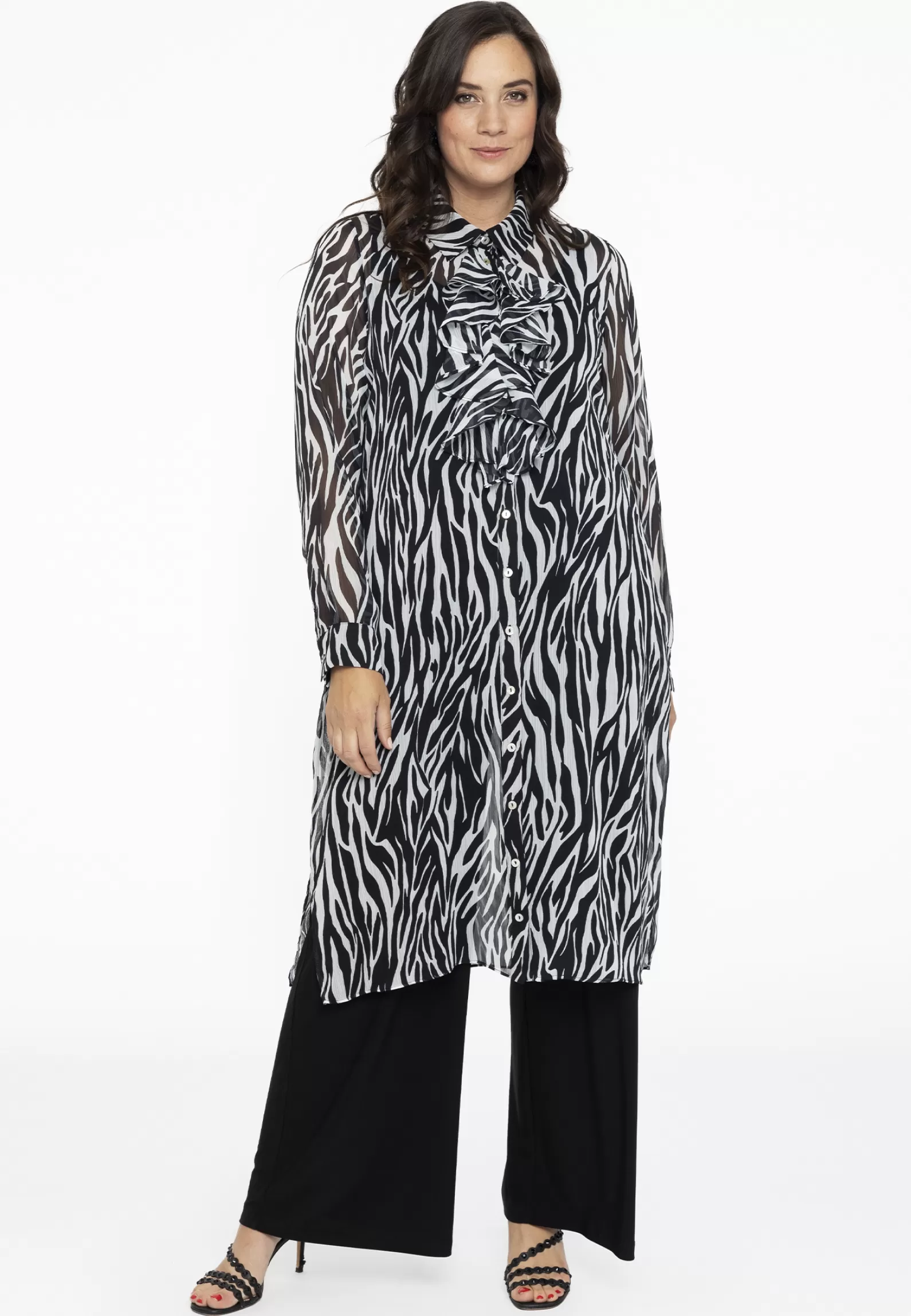 New Blouse Long Jabot Zebra Women Blouses