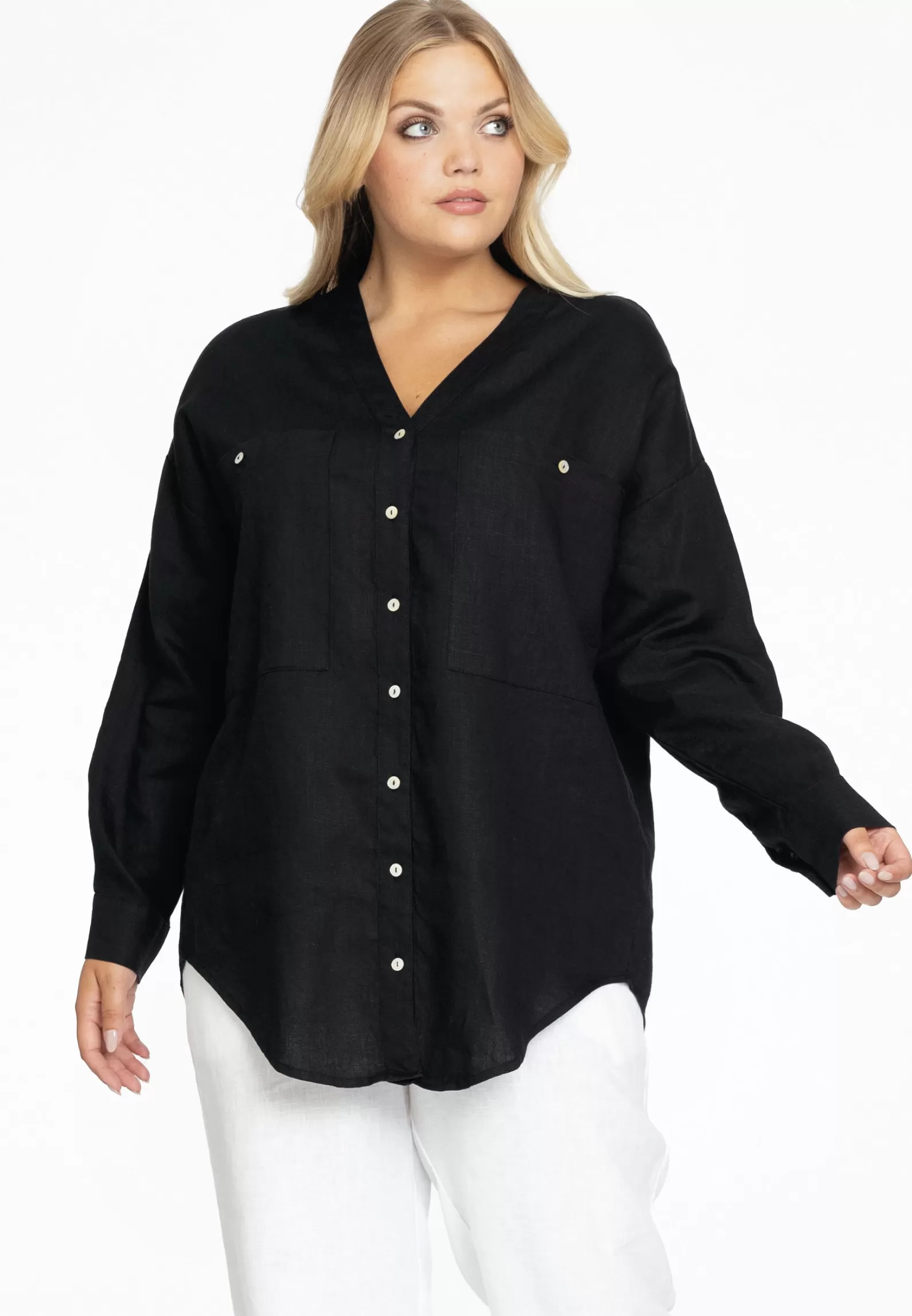 Outlet Blouse Oversized Linen Women Blouses