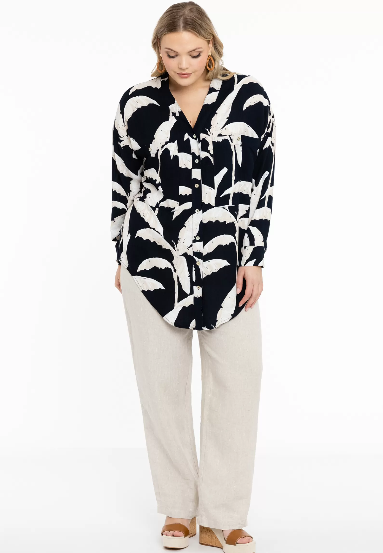 Flash Sale Blouse Oversized Palm Tree Women Blouses