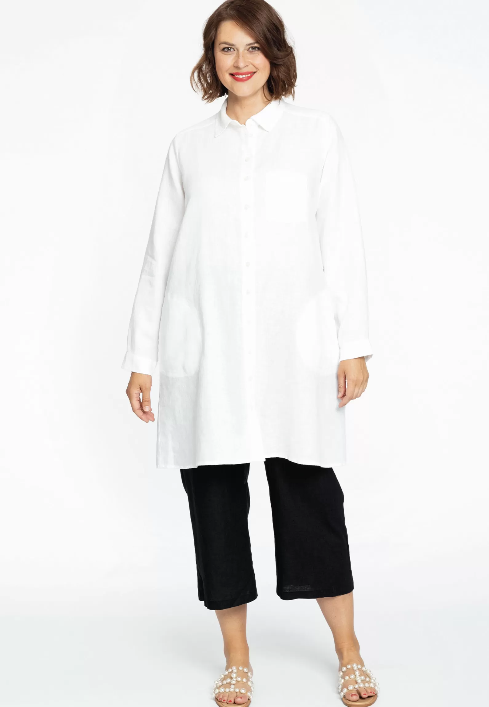 Store Blouse Pockets Linen Women Blouses