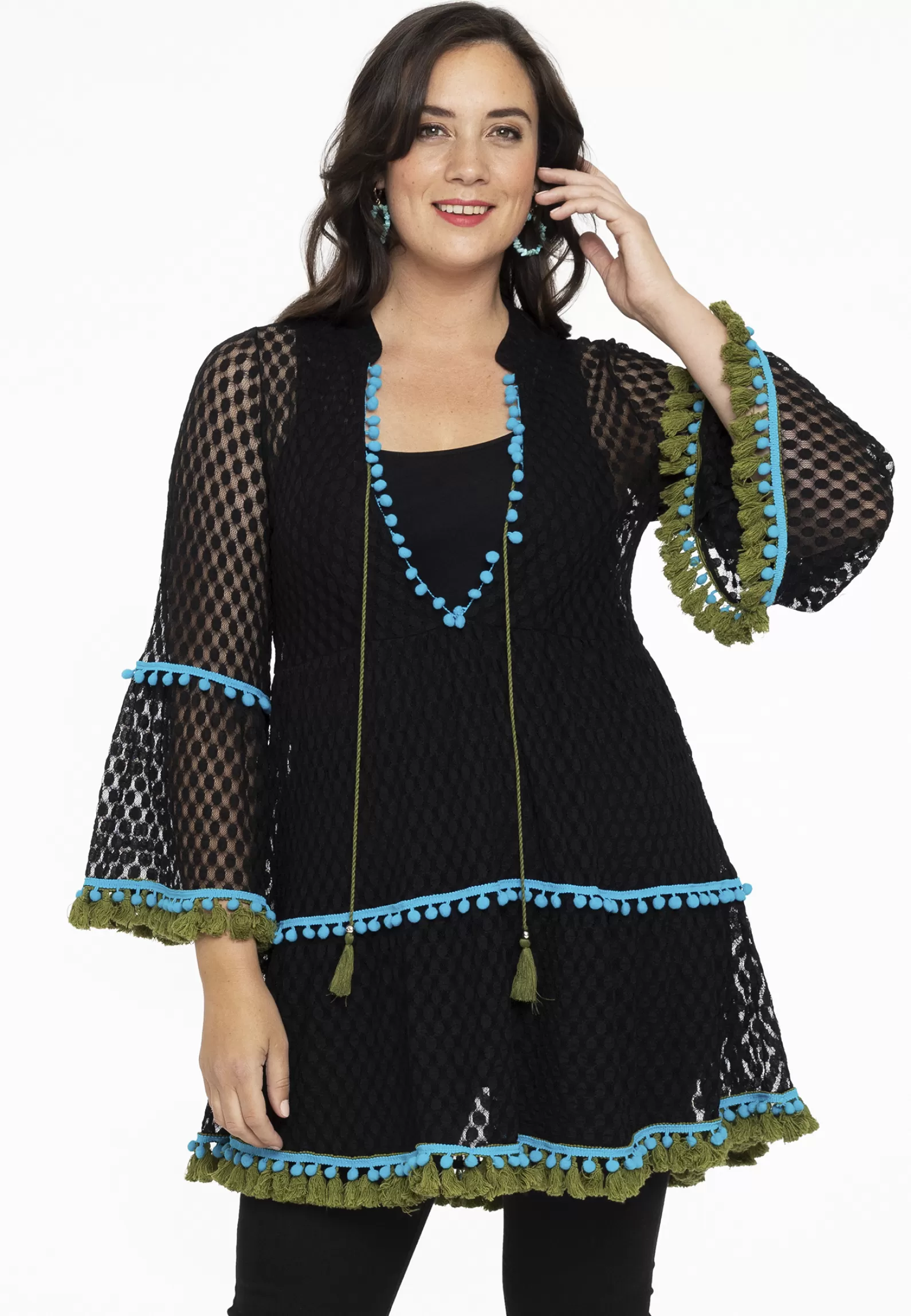 Store Blouse Pompon Lace Women Dresses