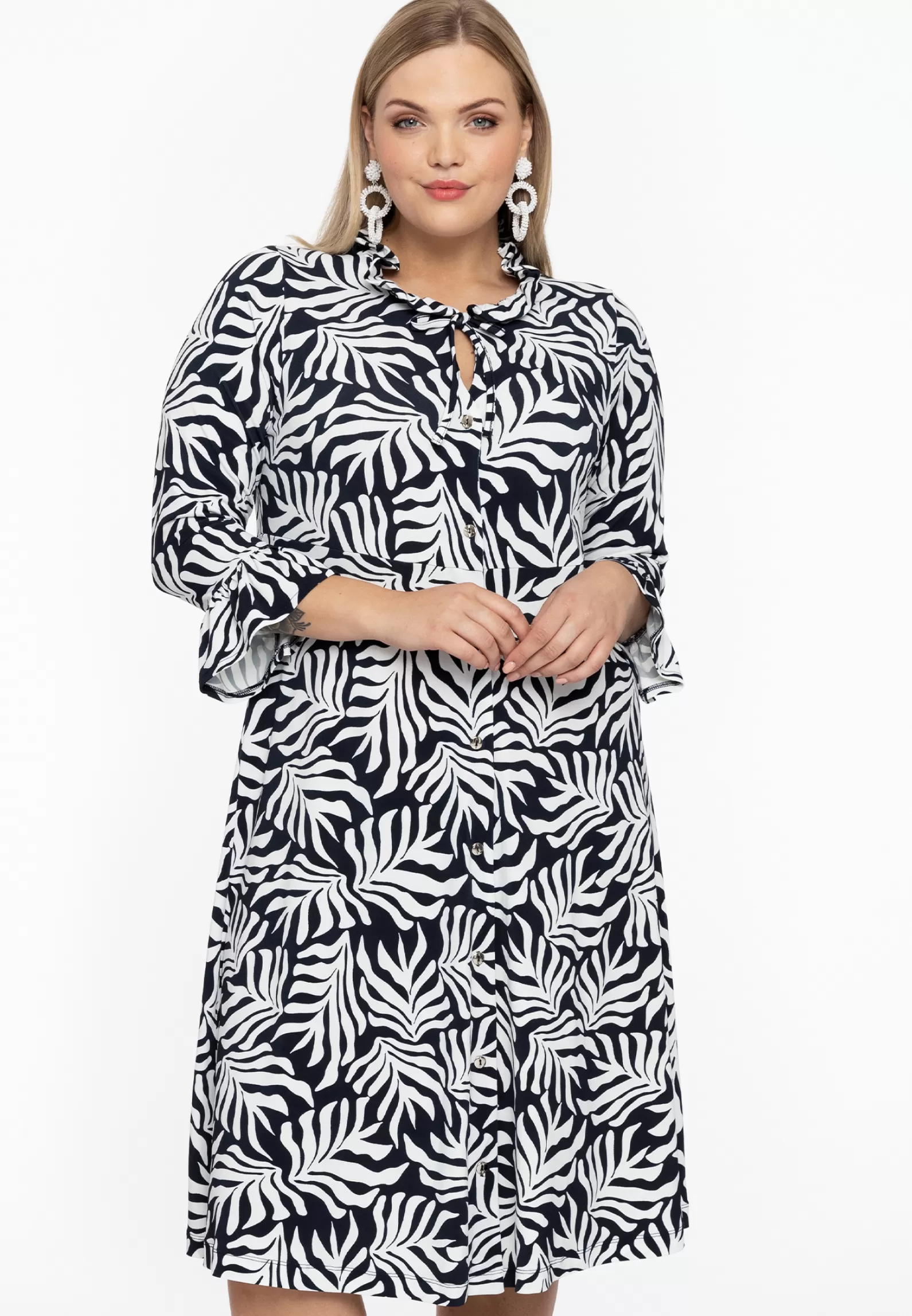 New Blouse-Dress Frilled Sleeves Sea Leaf Women Dresses