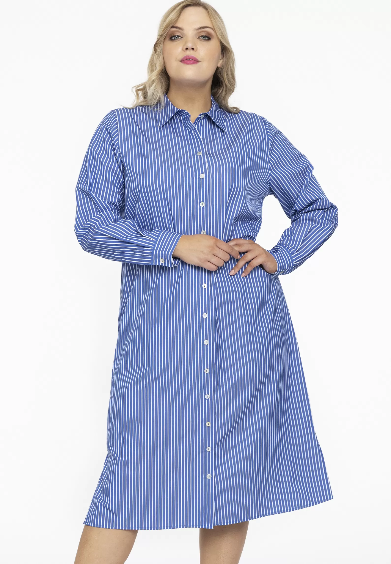 Discount Blouse-Dress Long Small Stripe Women Dresses