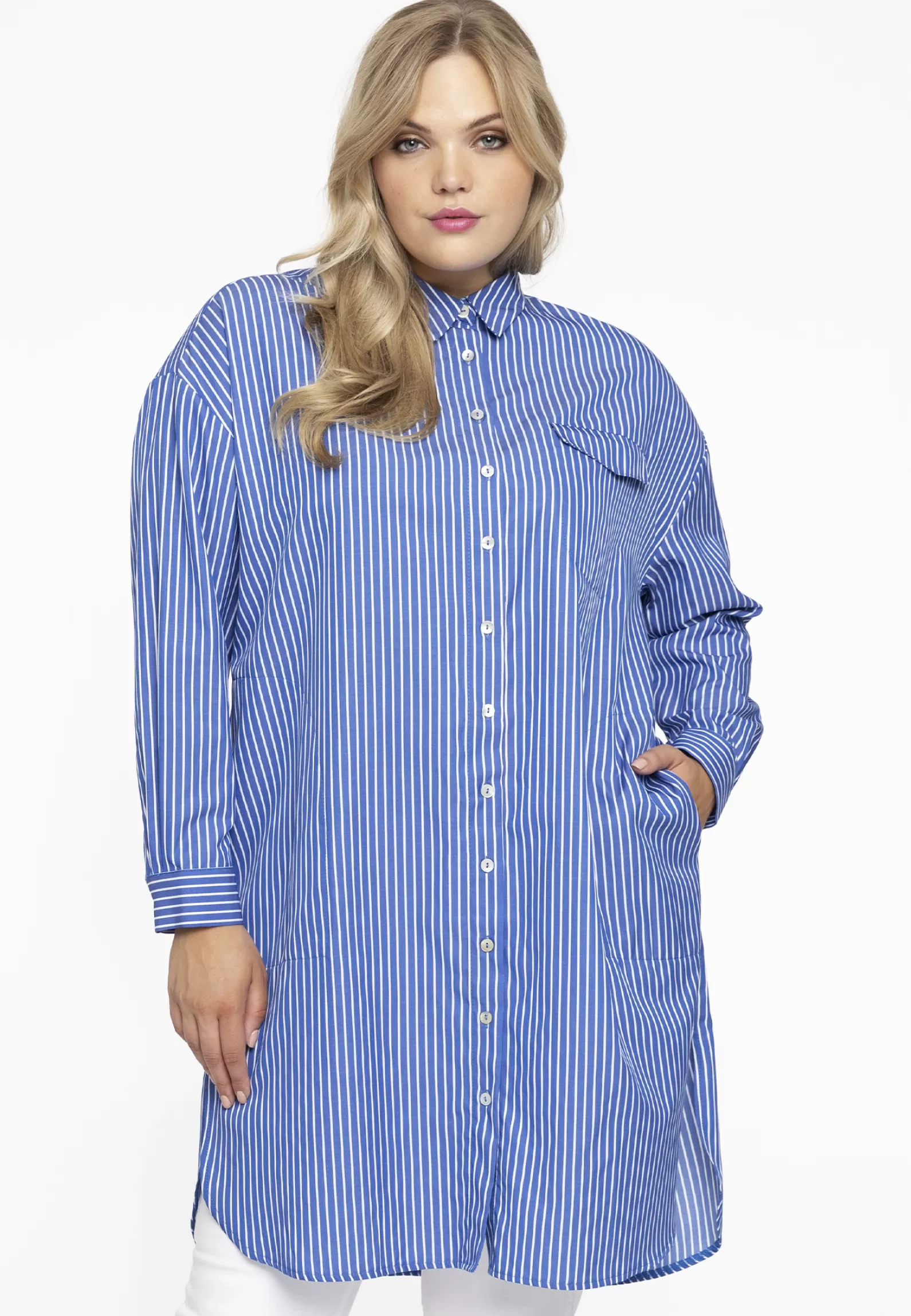 Hot Blouse-Dress Small Stripe Women Dresses