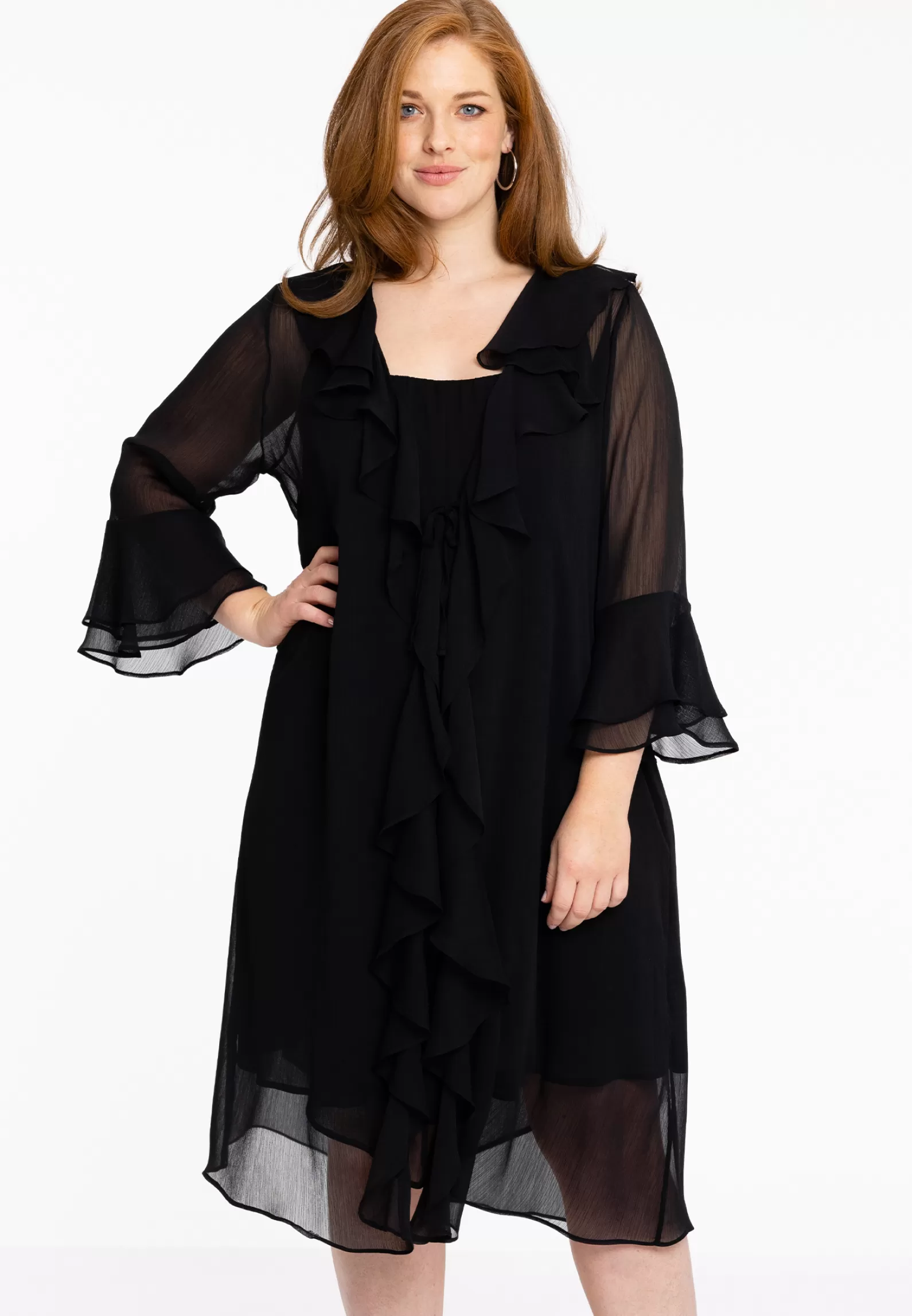 Discount Cardi-Blouse Frilled Voile Women Blouses