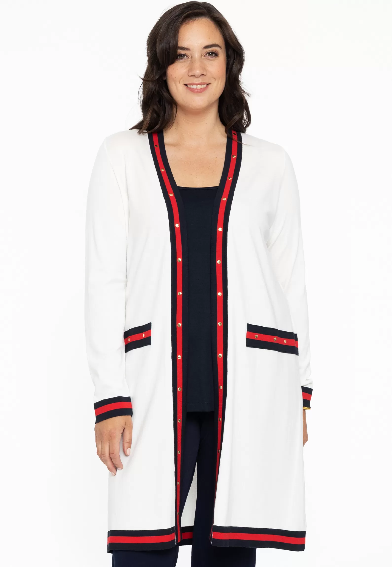 New Cardigan Contrast Studs Women Sweaters & Cardigans