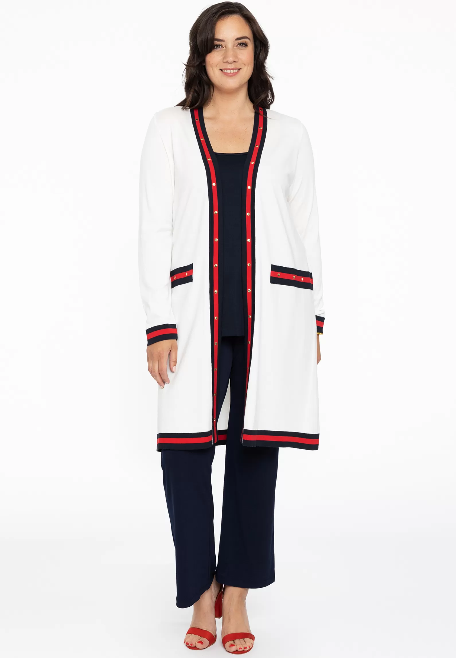 New Cardigan Contrast Studs Women Sweaters & Cardigans