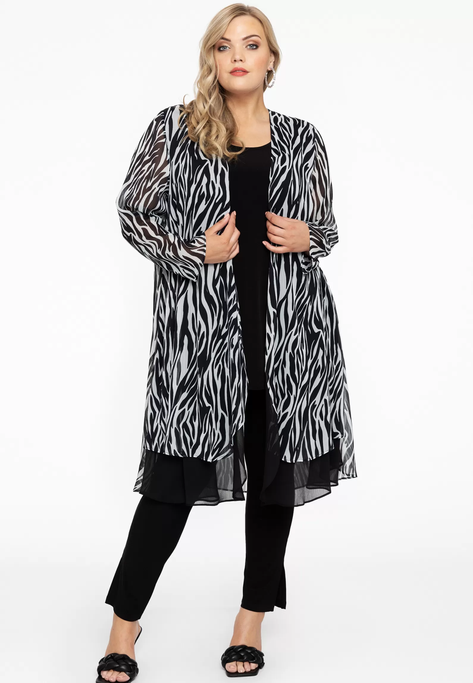 New Cardigan Long Double Front Zebra Women Tunics