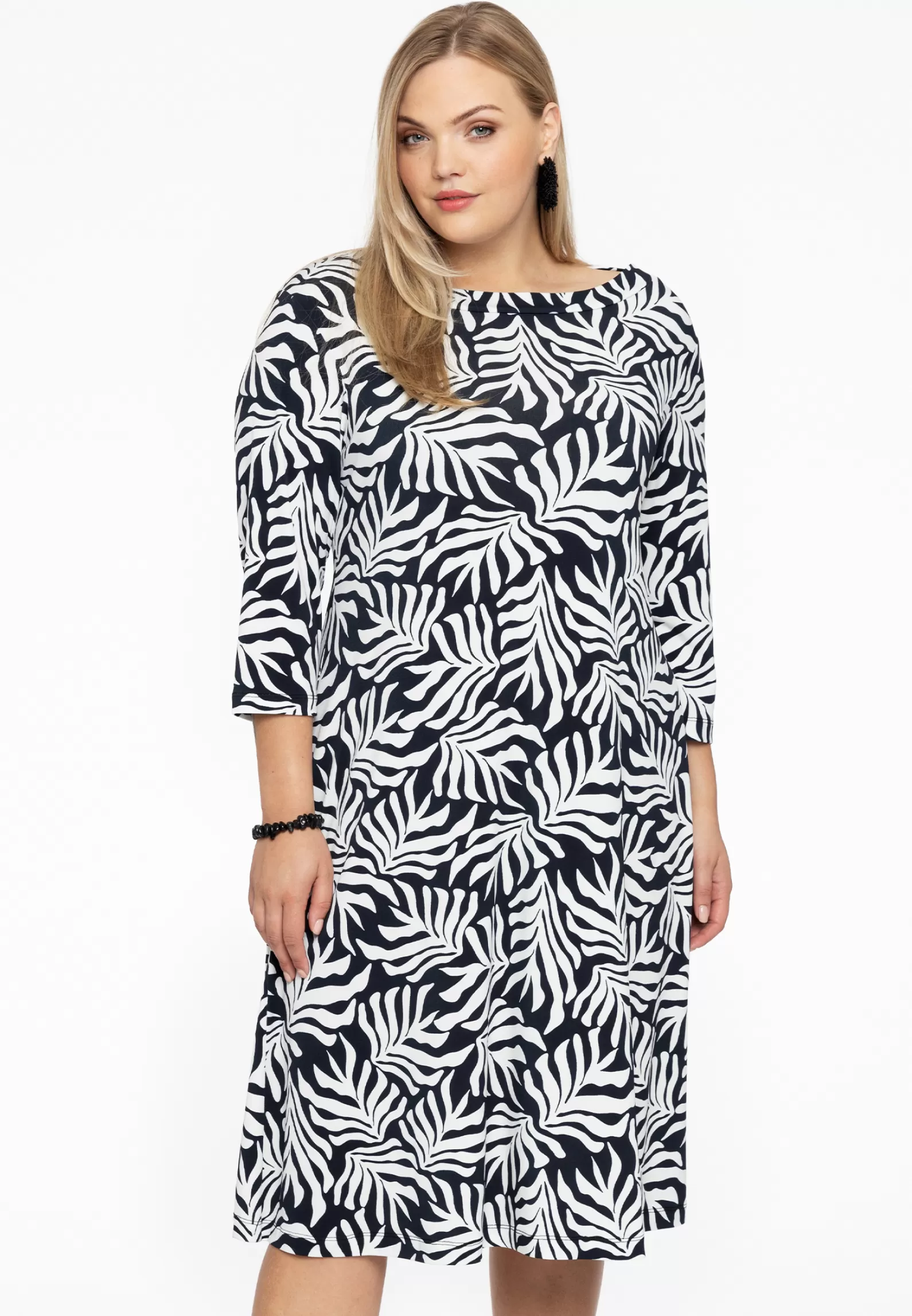 Fashion Dress Boat Neck Sea Leaf Women Dresses