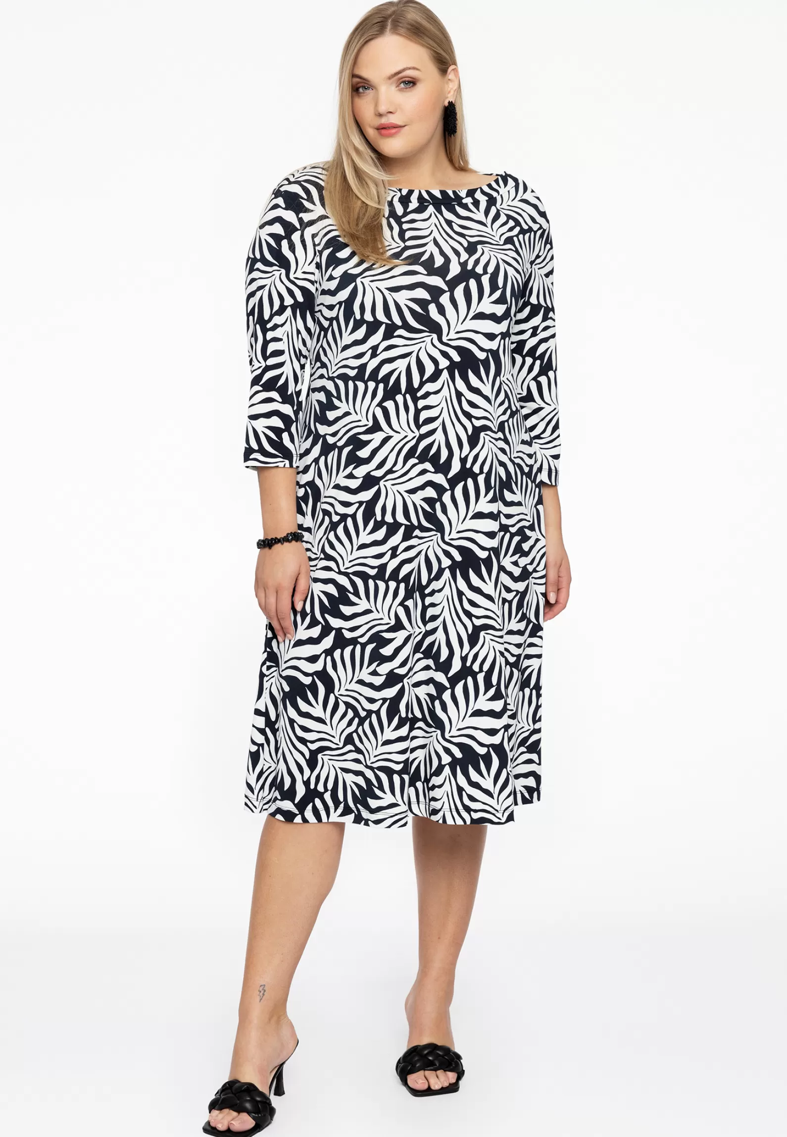 Fashion Dress Boat Neck Sea Leaf Women Dresses
