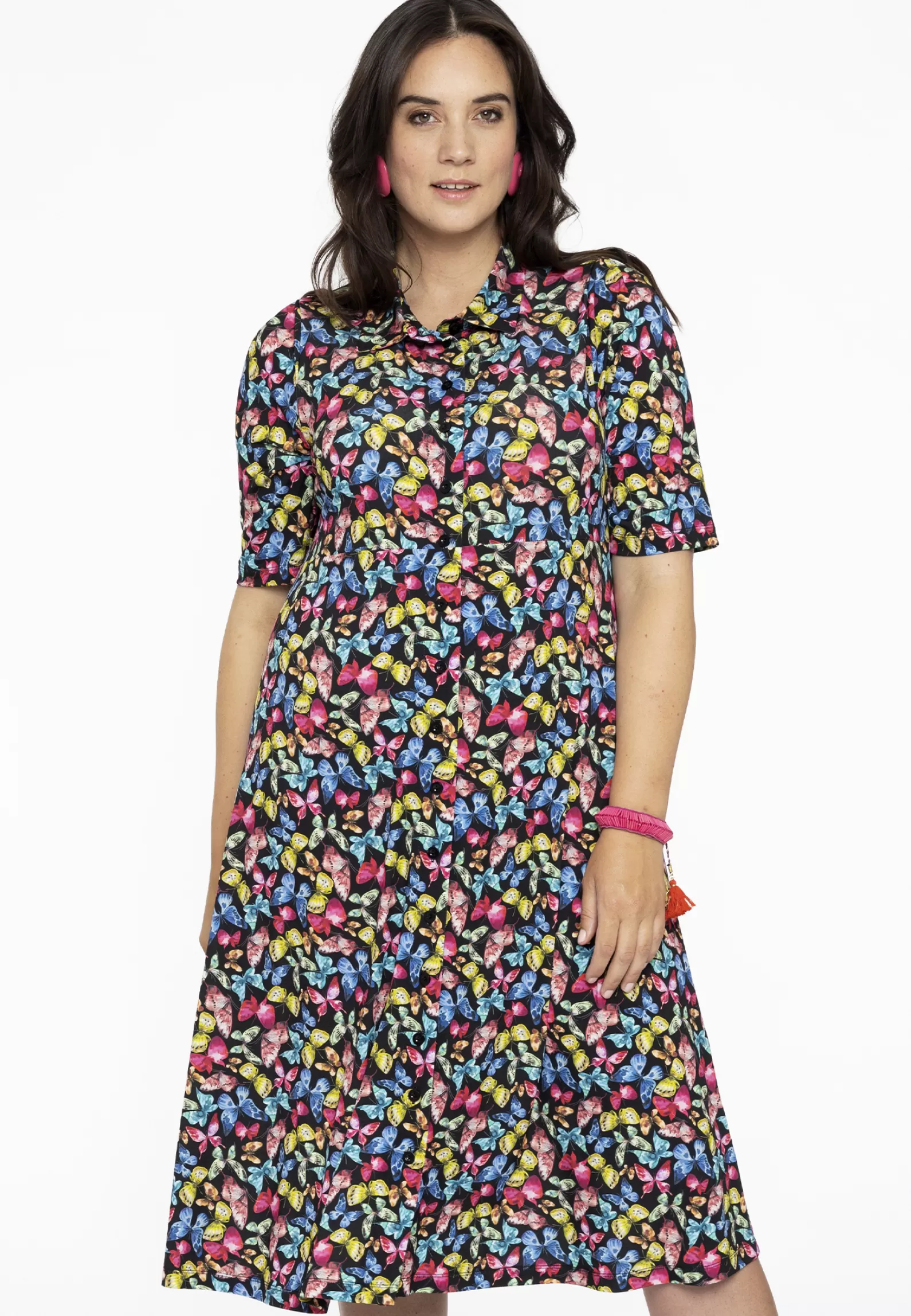 Clearance Dress Buttons Butterfly Women Tunics
