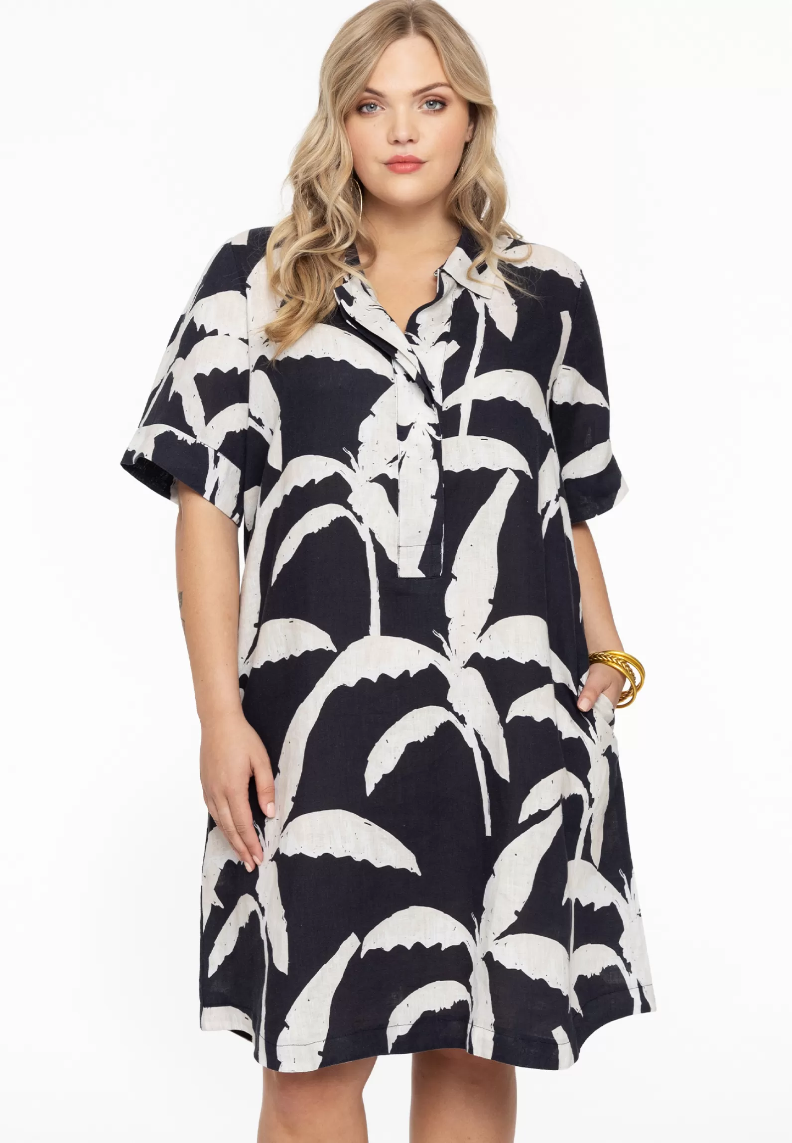 Online Dress Collar Palm Tree Women Dresses