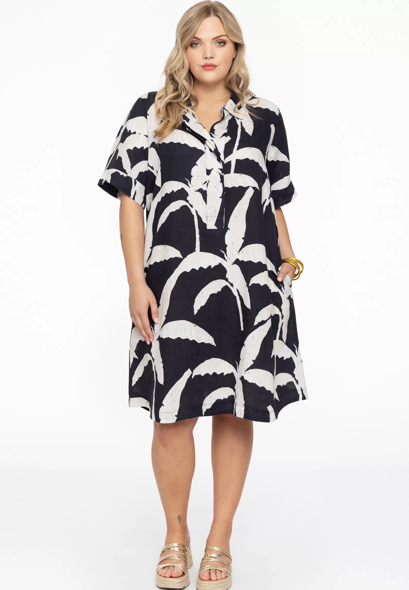 Online Dress Collar Palm Tree Women Dresses