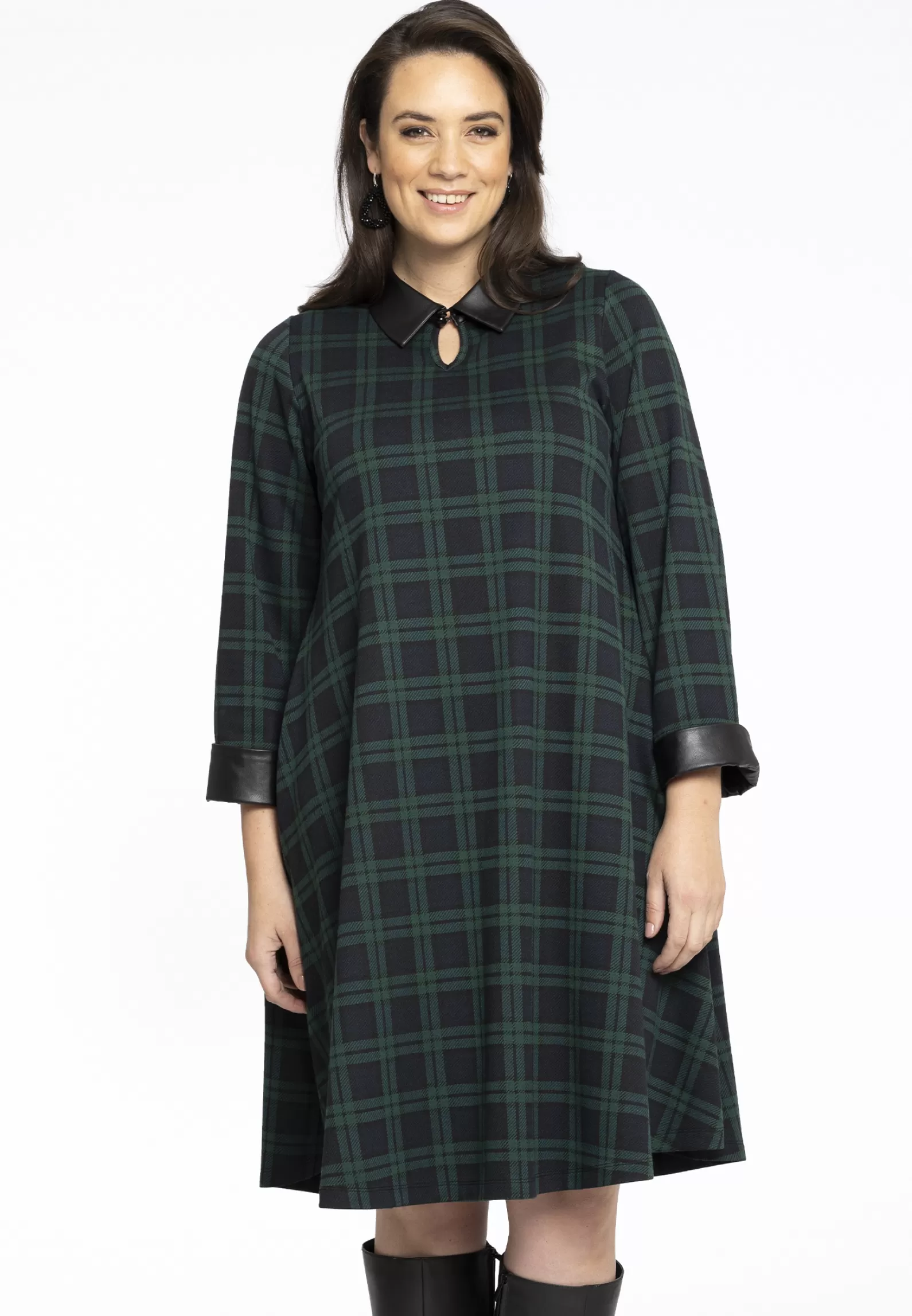 Clearance Dress Faux Leather Details Gilly Women Dresses