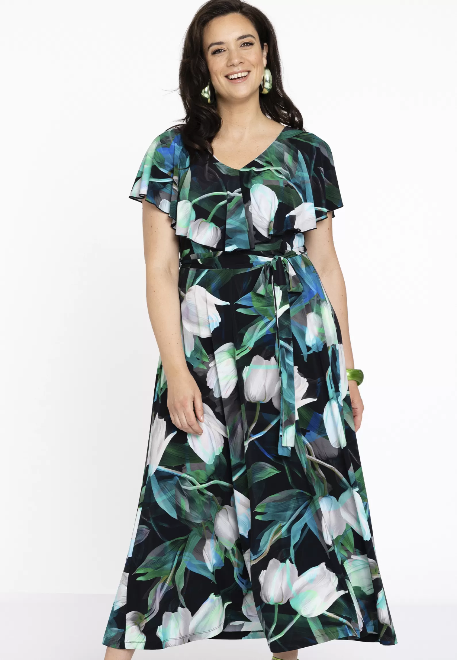 Best Sale Dress Frilled V-Neck Tulips Women Dresses