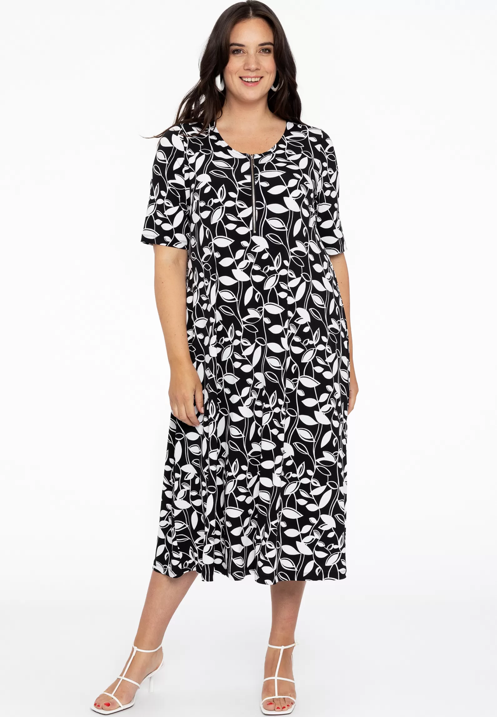Cheap Dress Front Zipper Leaves Women Dresses