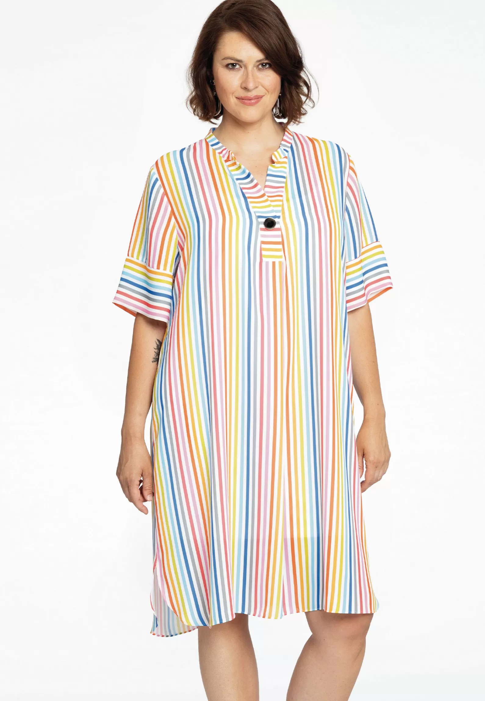 Sale Dress Grandad Collar Rainbow Women Dresses