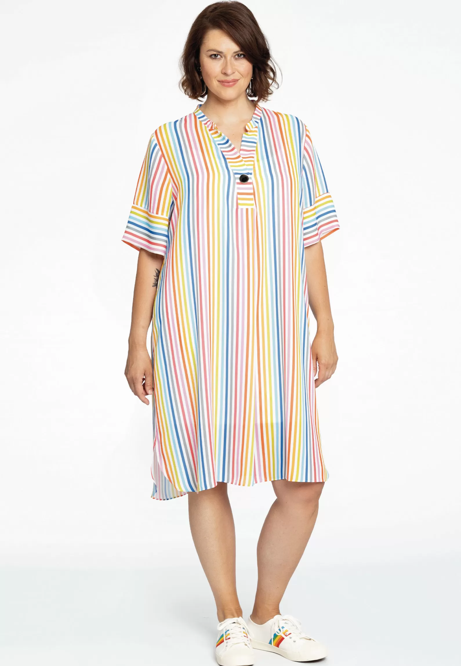 Sale Dress Grandad Collar Rainbow Women Dresses