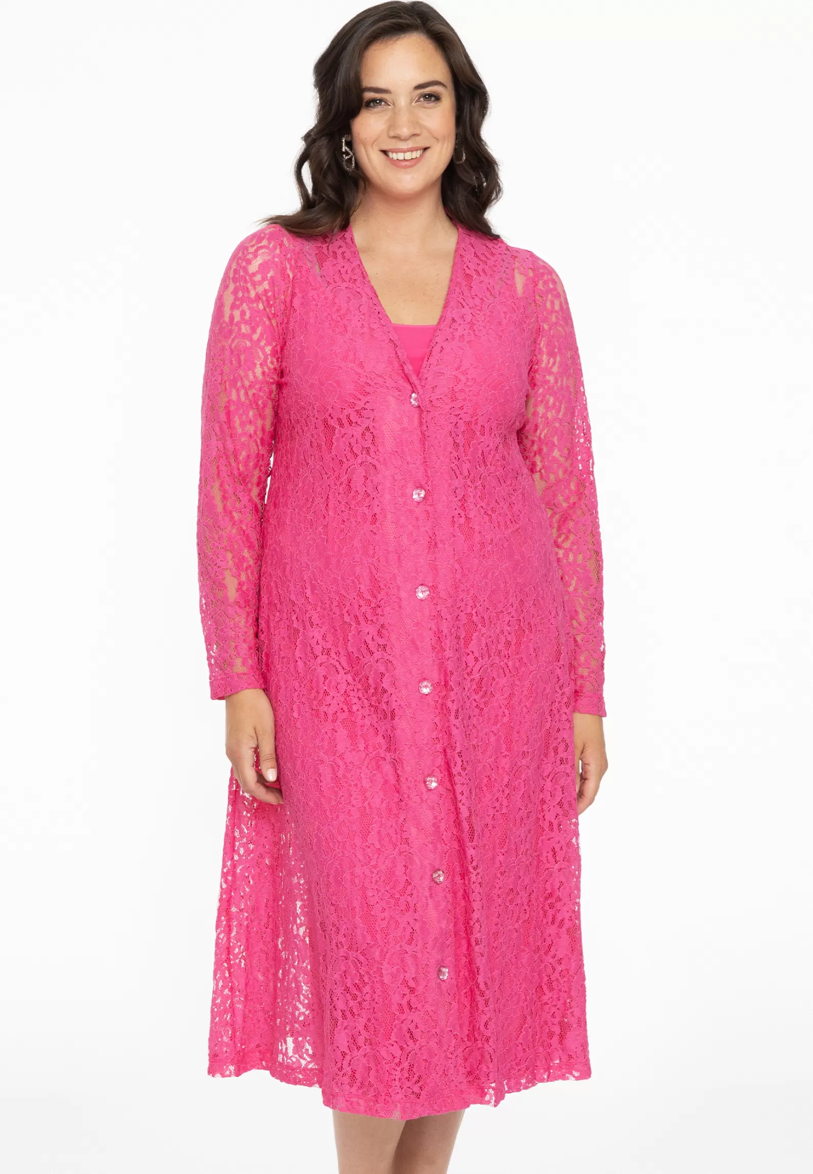 Hot Dress Long Buttoned Lace Women Dresses
