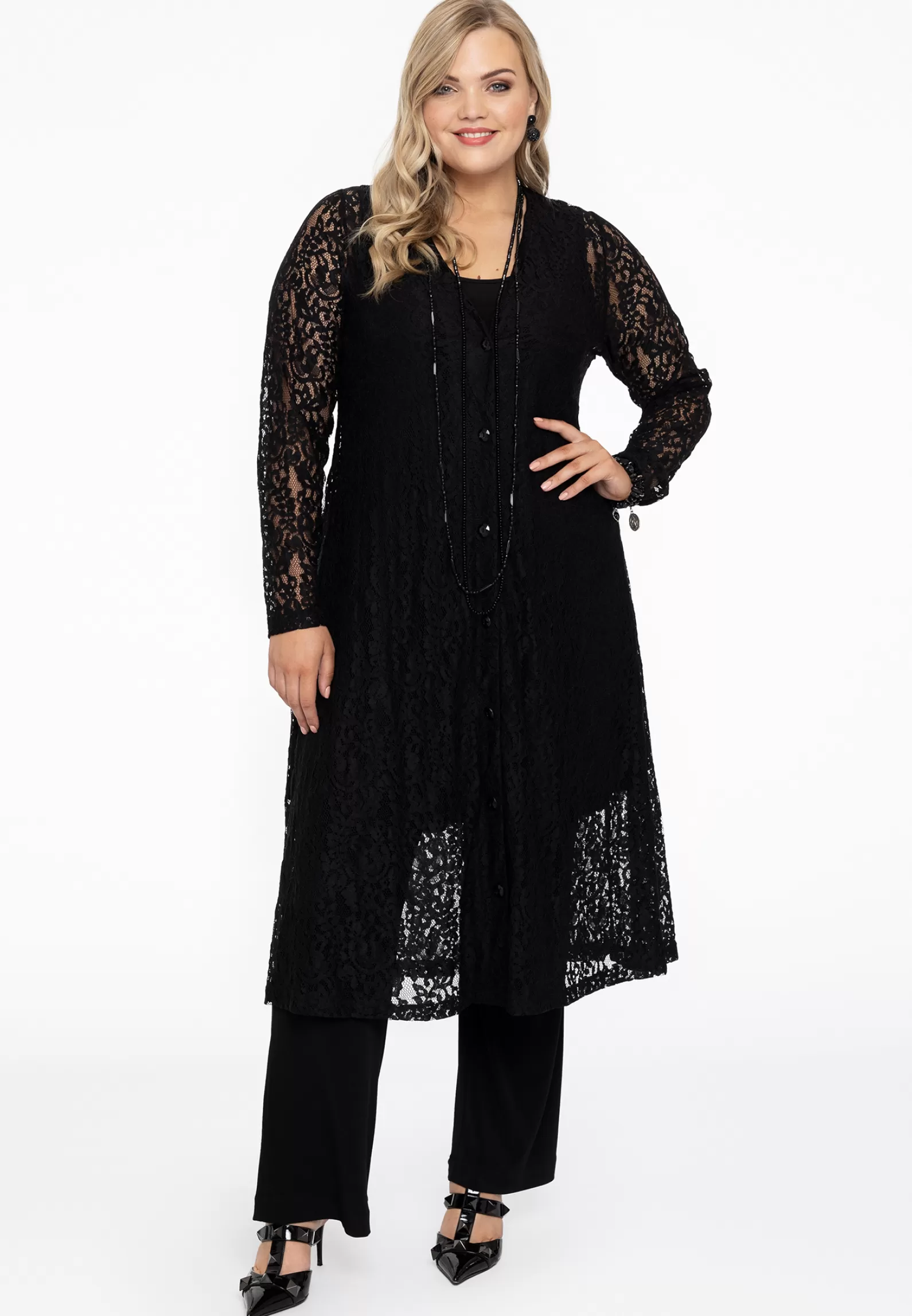Discount Dress Long Buttoned Lace Women Dresses