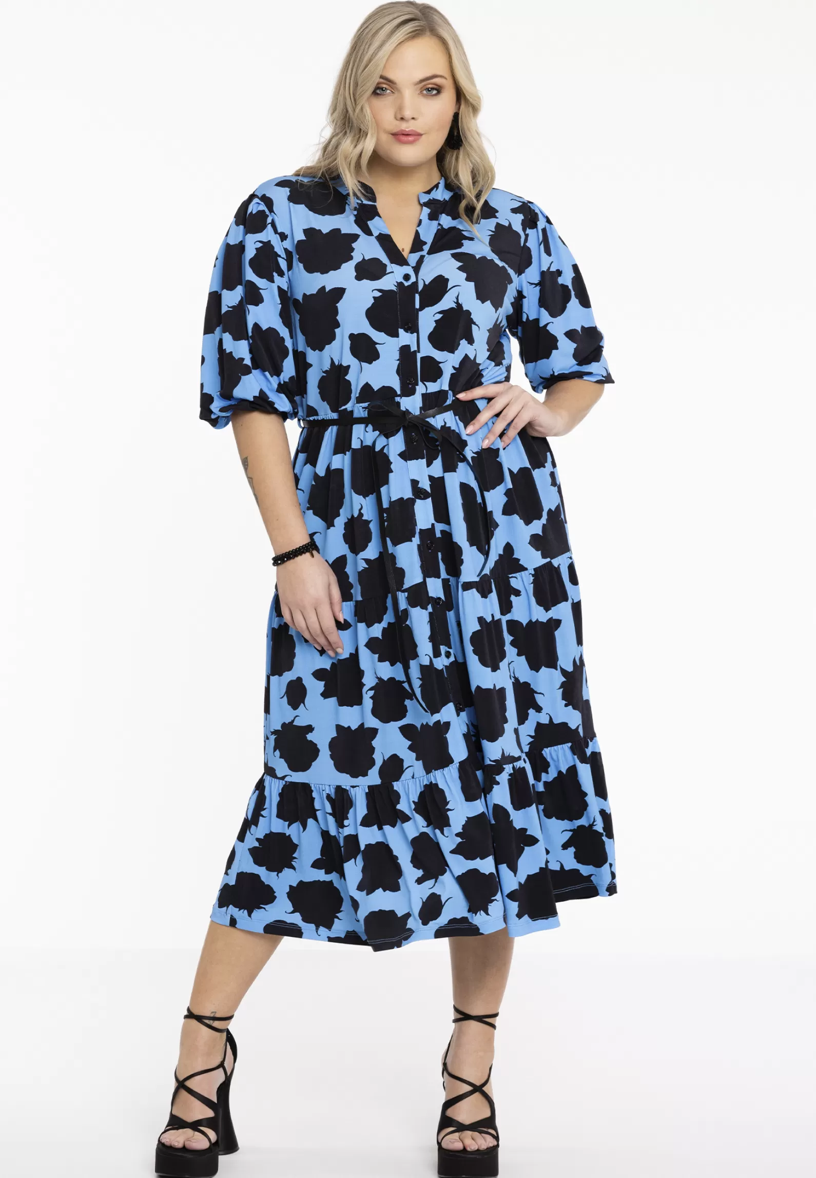 Best Sale Dress Puff Sleeve Rosa Nera Women Dresses