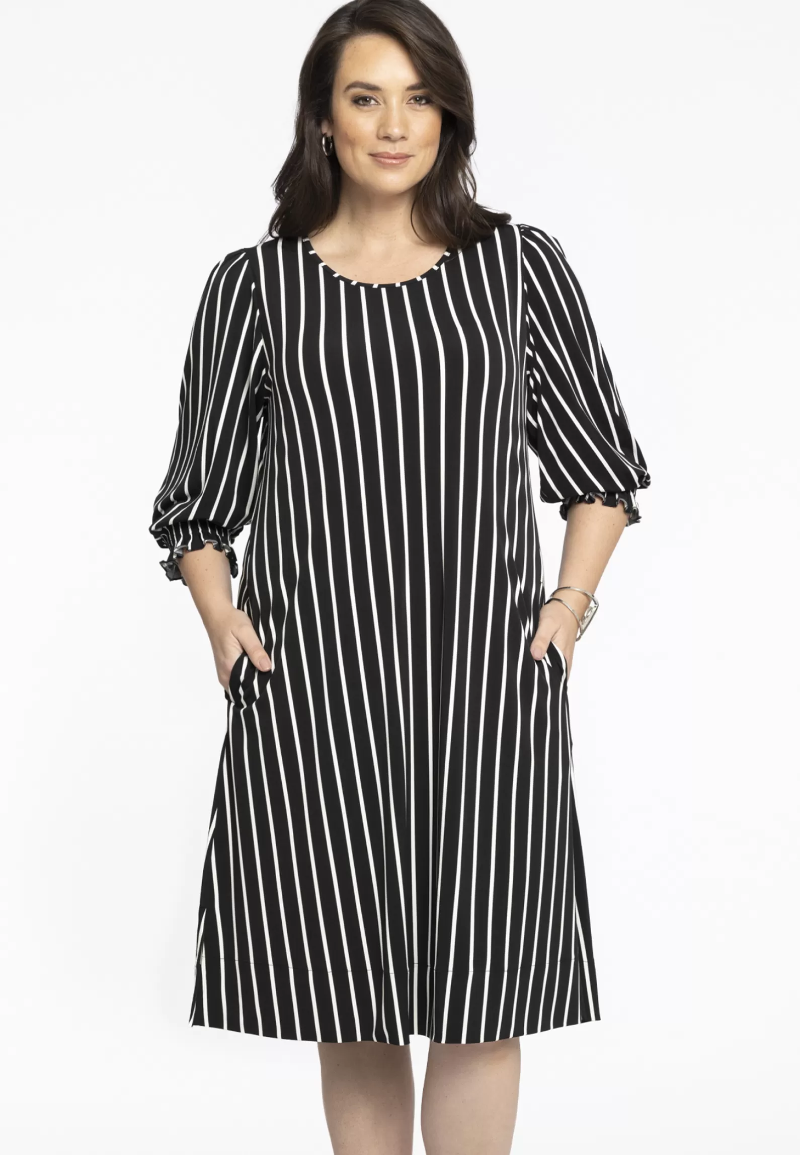 Sale Dress Puff Sleeve Stripes Women Dresses