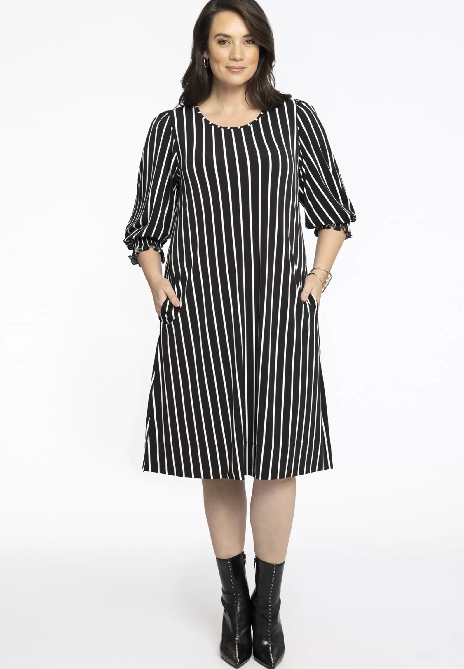 Sale Dress Puff Sleeve Stripes Women Dresses