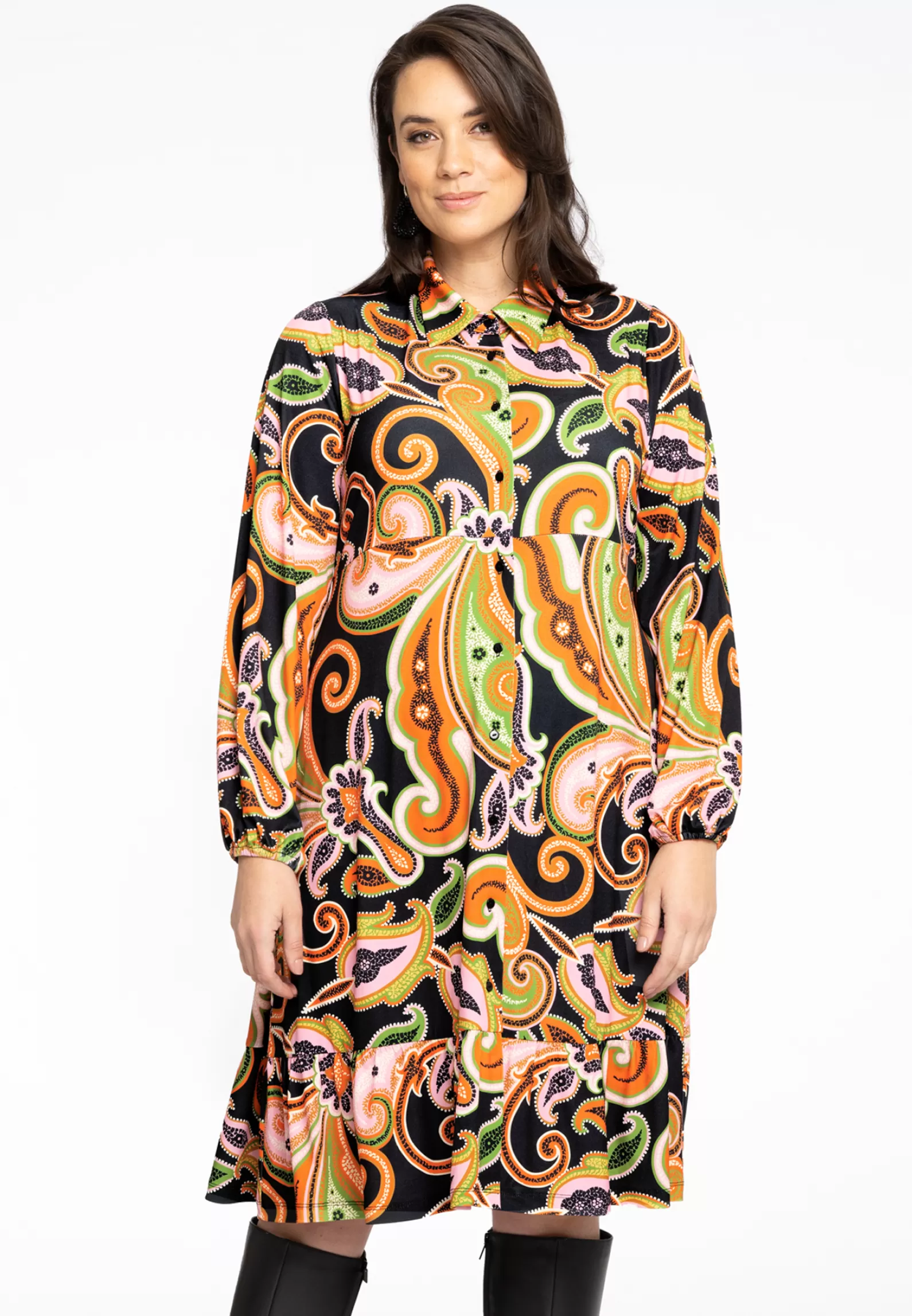 Best Sale Dress Ruffled Hem Paisley Women Dresses