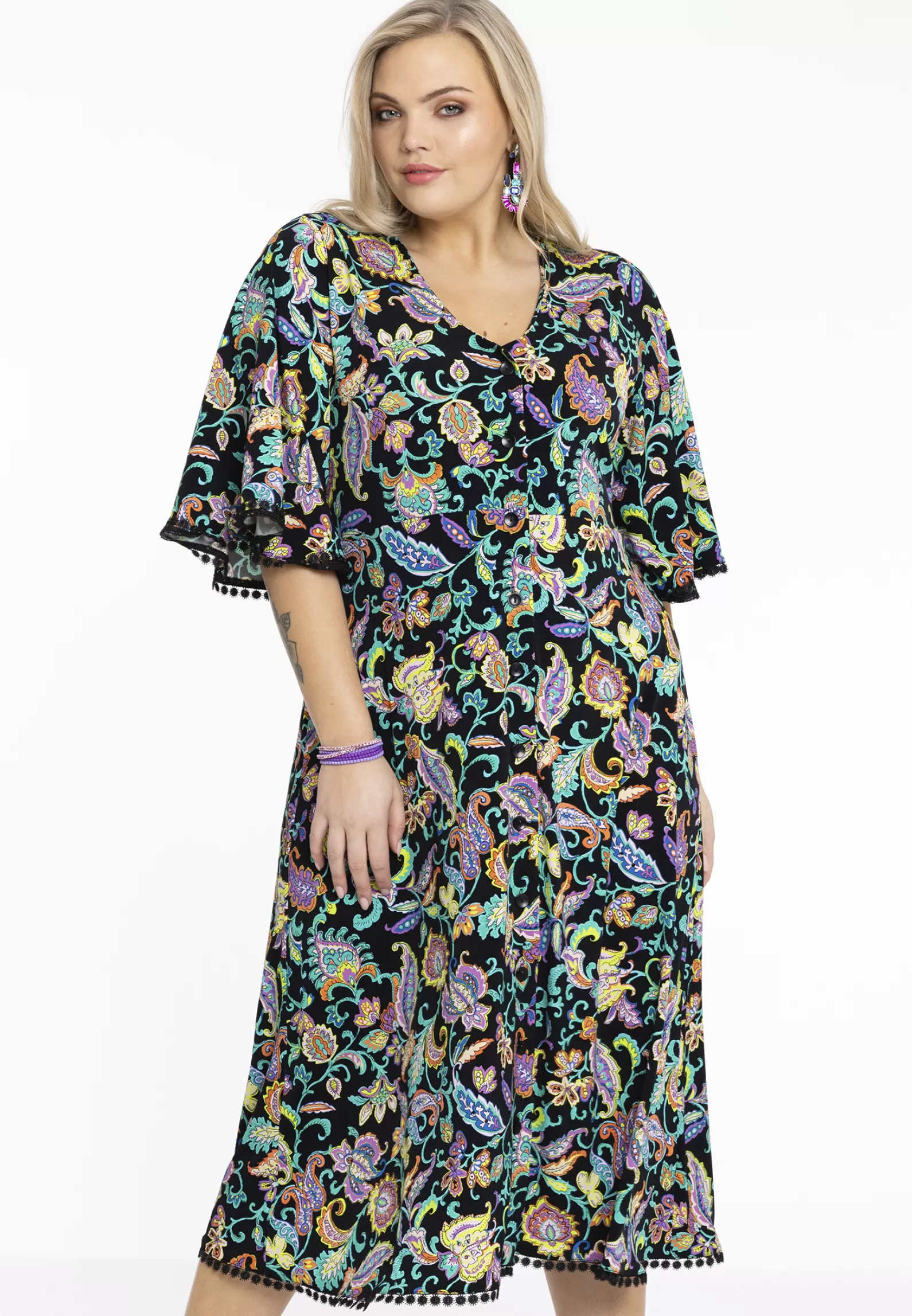 New Dress V-Neck Laced Strip Folk Women Dresses