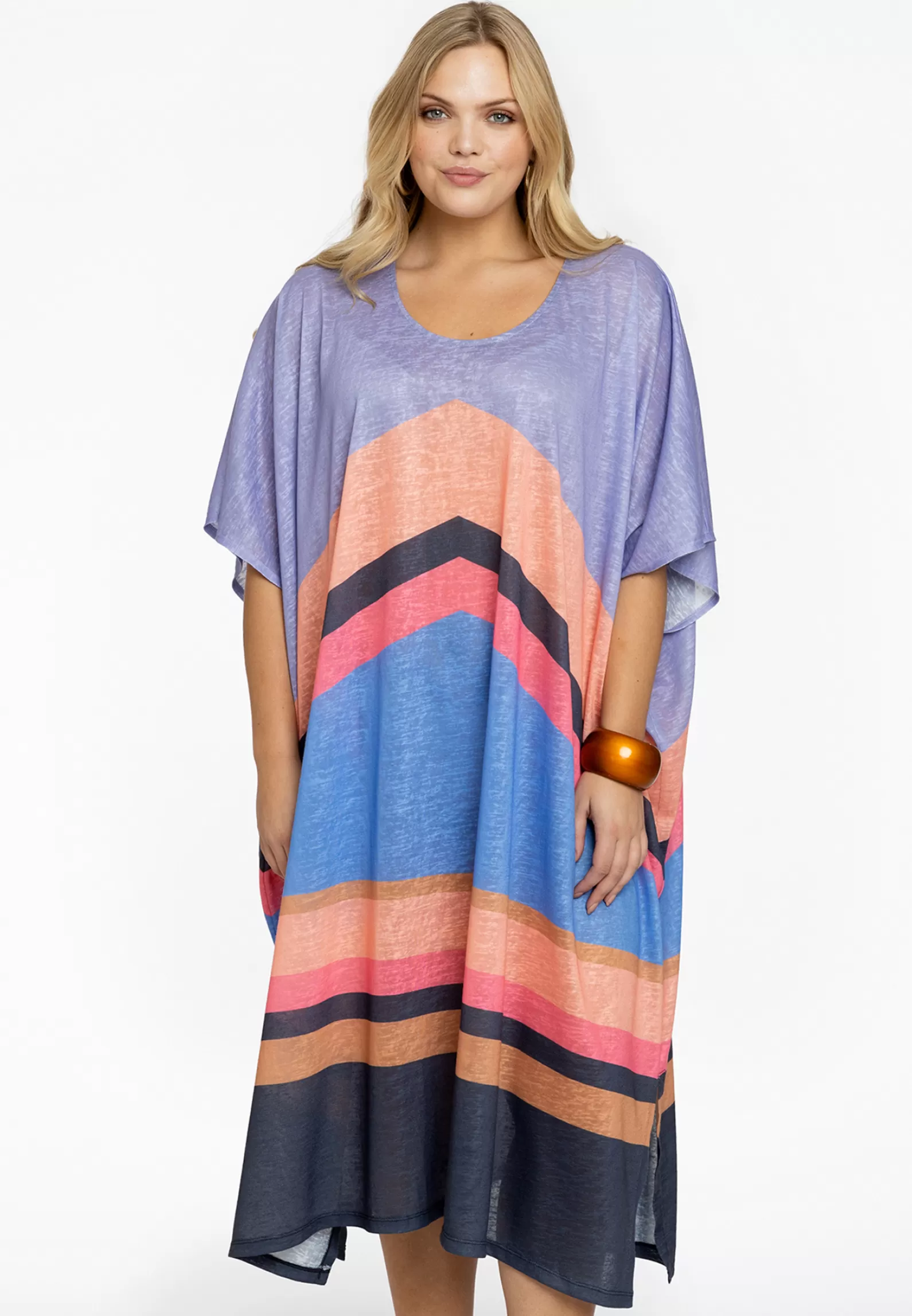 Cheap Kaftan Triangles Colour Block Women Dresses