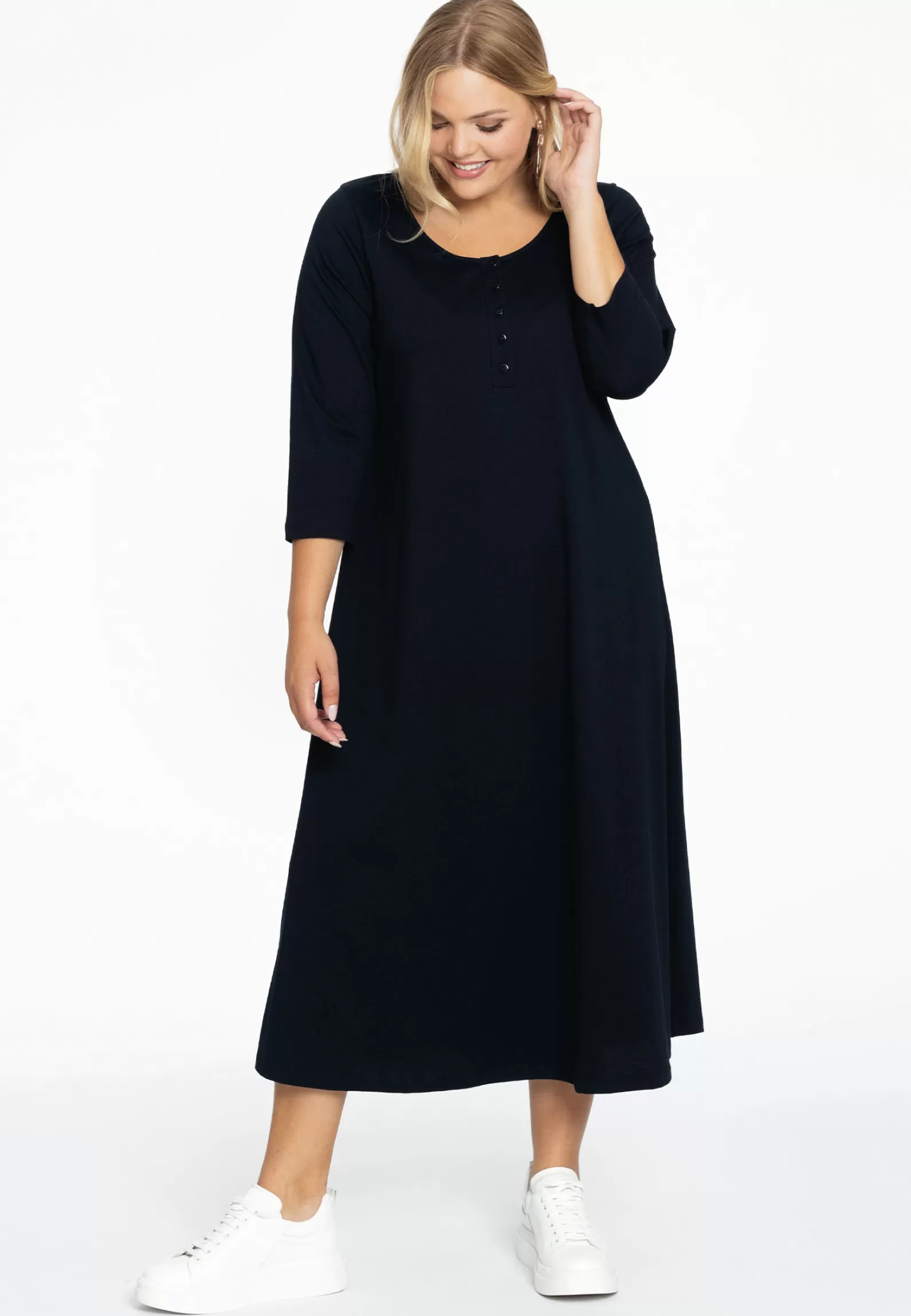 Online Long A-Line Dress Cotton Women Basics