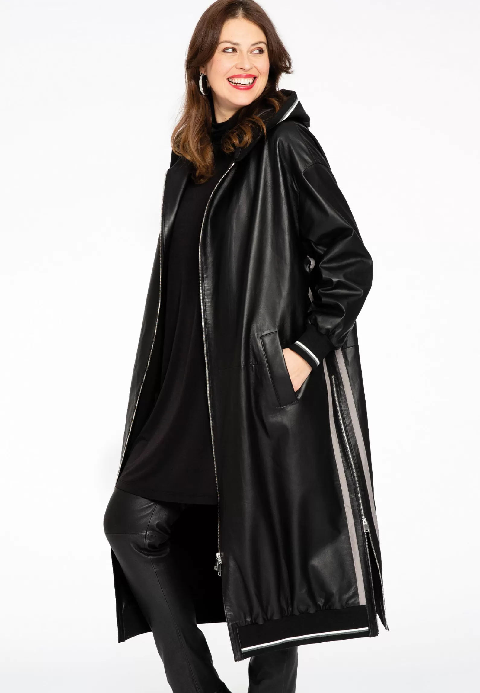 Hot Long Coat Leather Women Coats & Blazers
