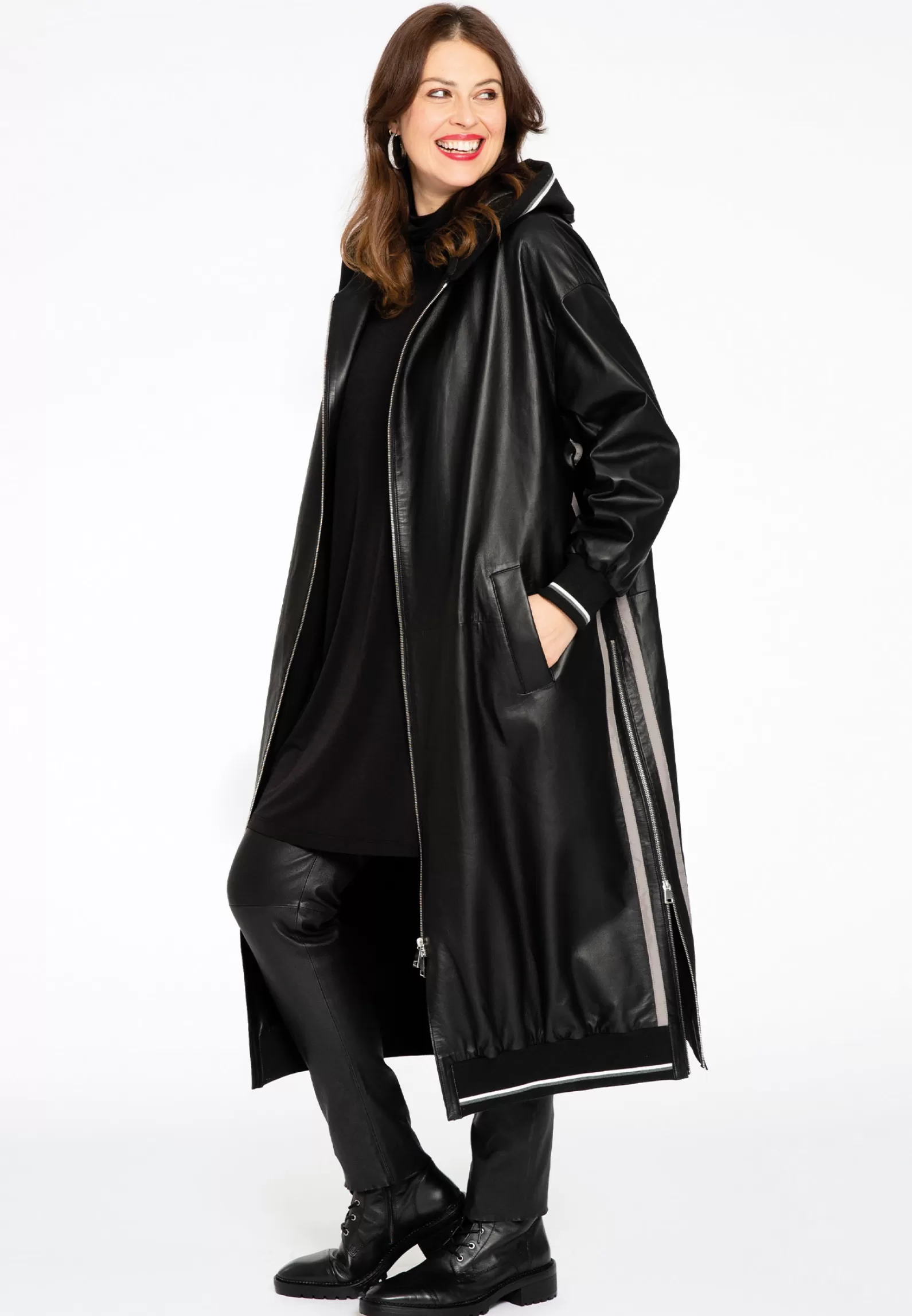 Hot Long Coat Leather Women Coats & Blazers