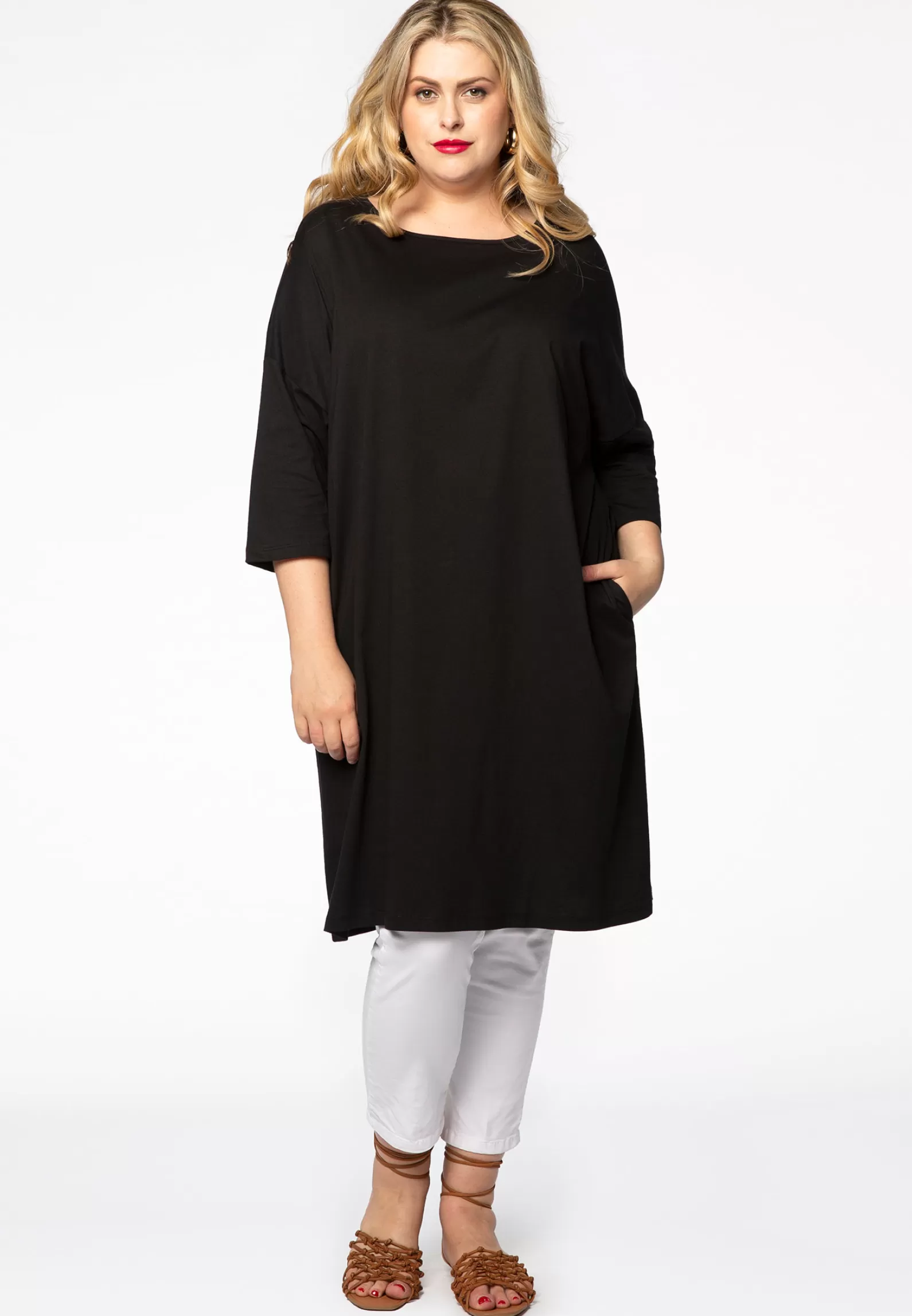 Cheap Midi Dress Pockets Cotton Women Dresses