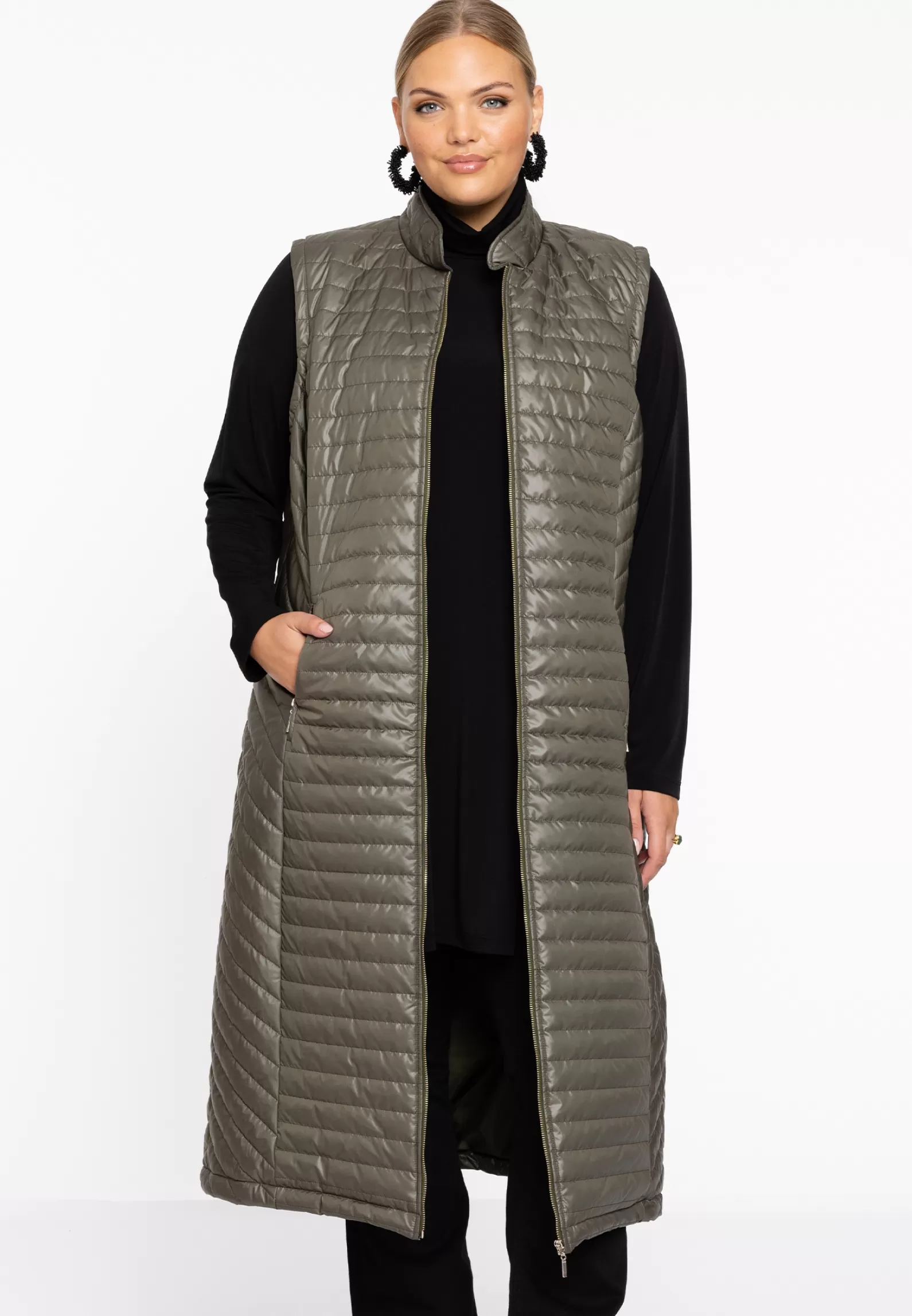 Outlet Puff Bodywarmer Horizontal Lines Women Coats & Blazers