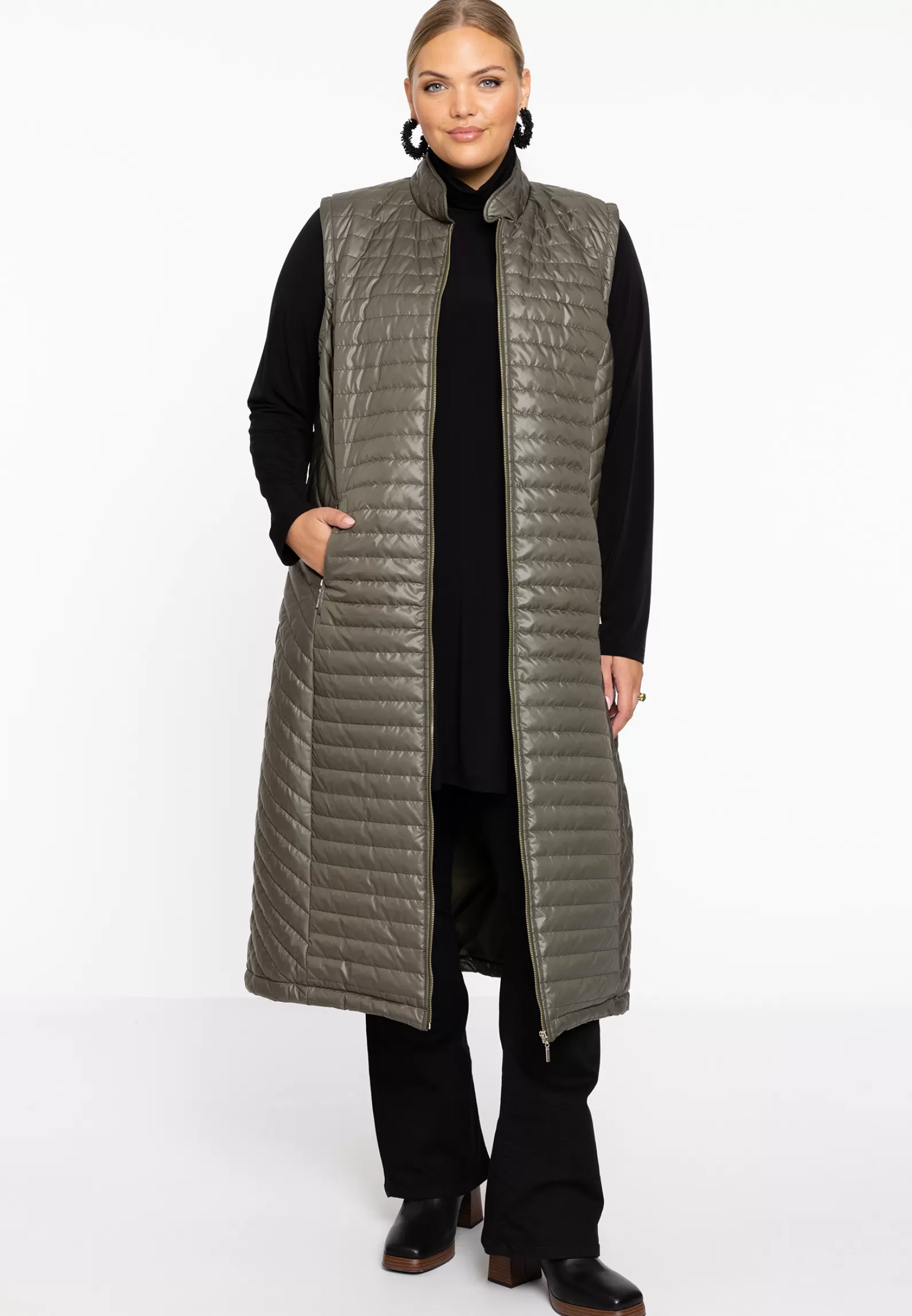 Outlet Puff Bodywarmer Horizontal Lines Women Coats & Blazers