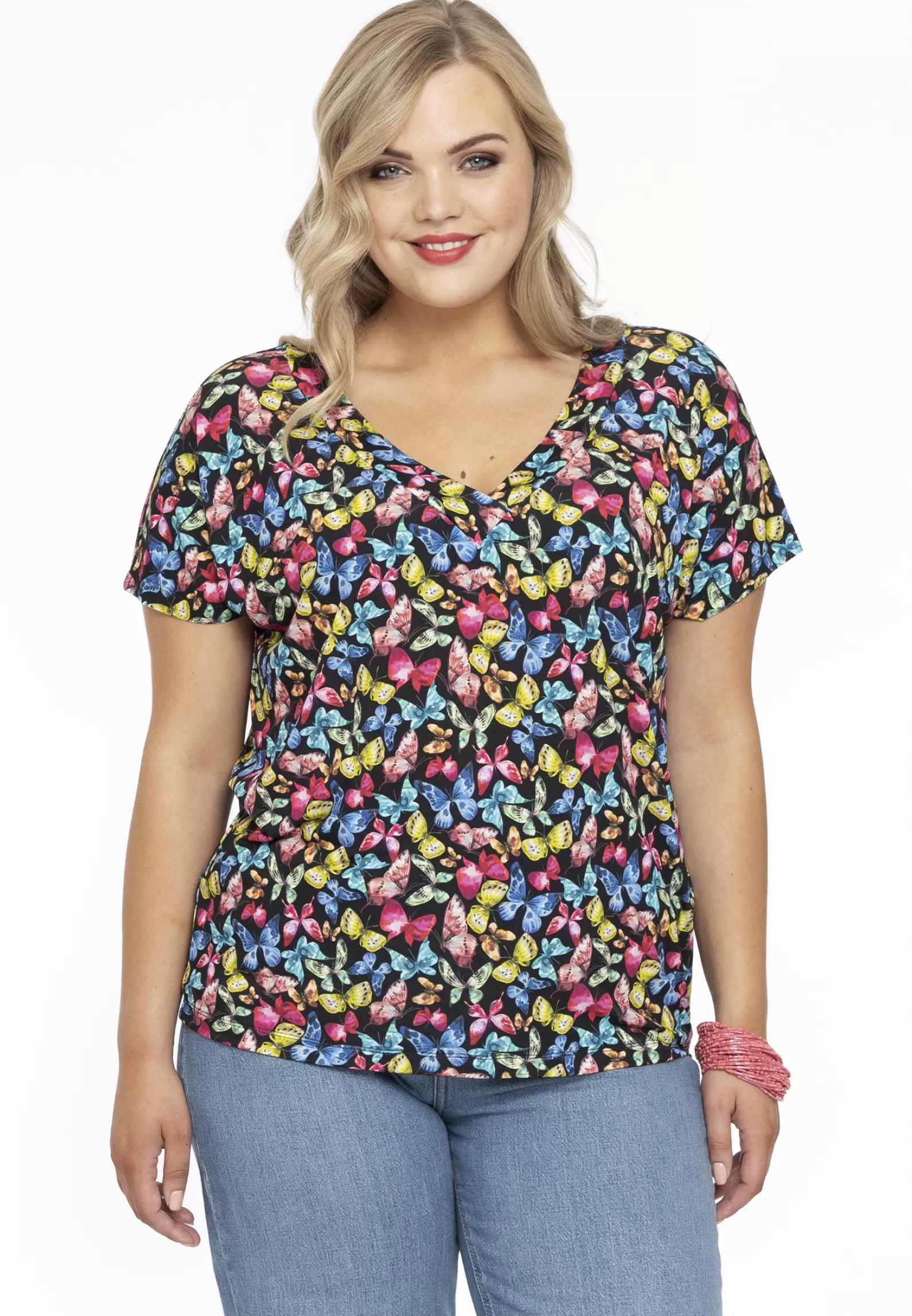 Outlet Shirt Double V-Neck Butterfly Women Shirts