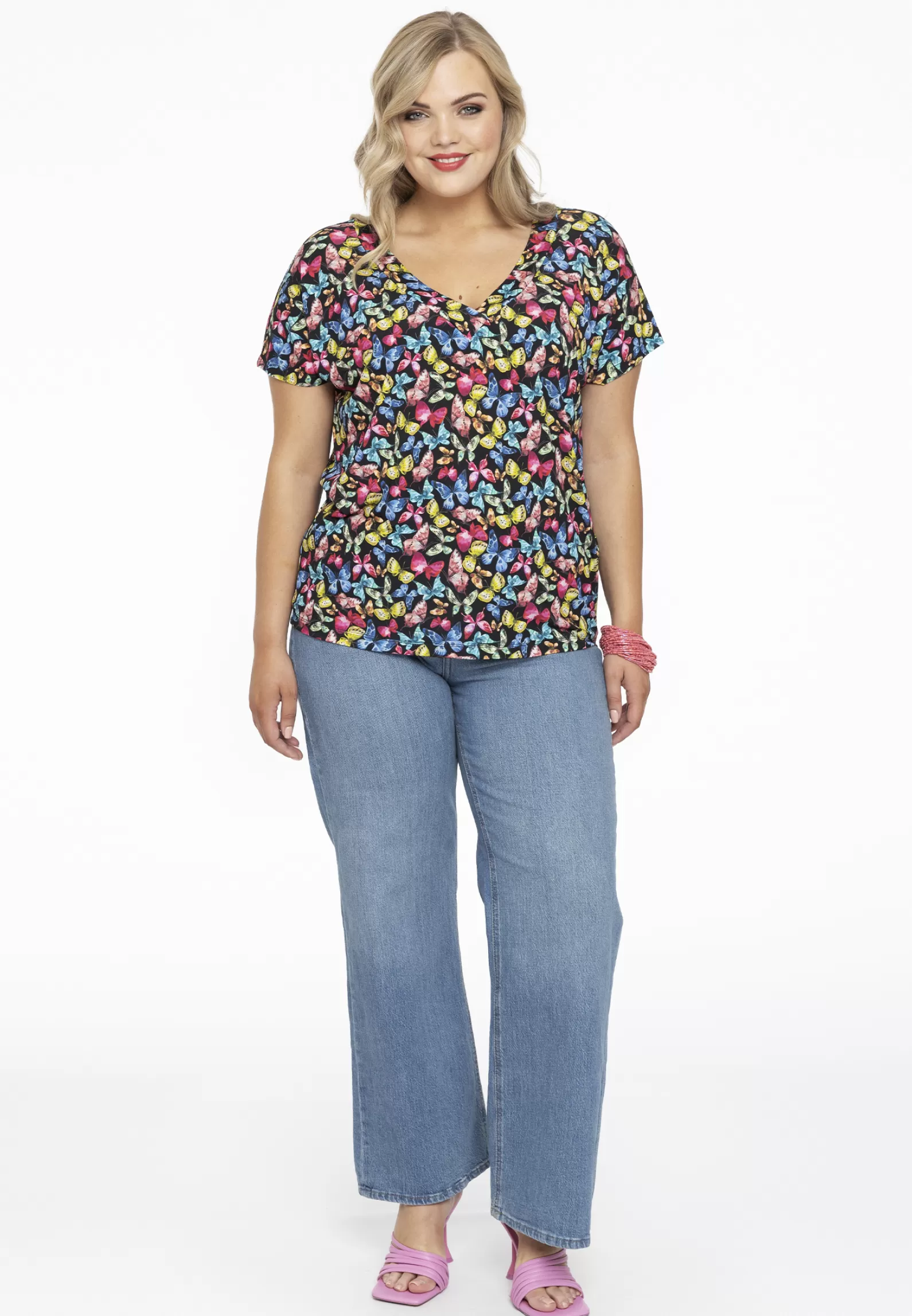 Outlet Shirt Double V-Neck Butterfly Women Shirts