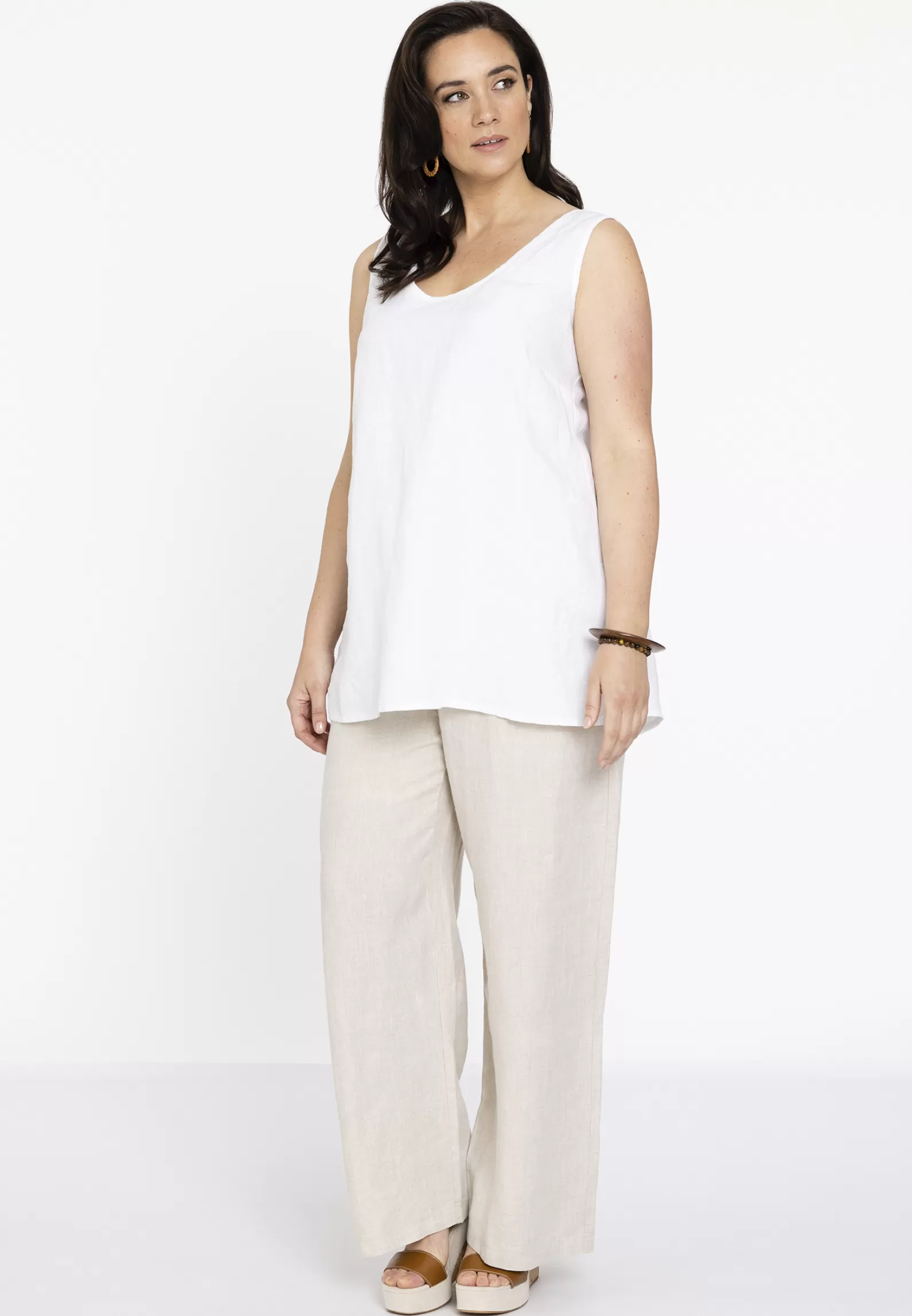 Fashion Singlet Flare Linen Women Singlets