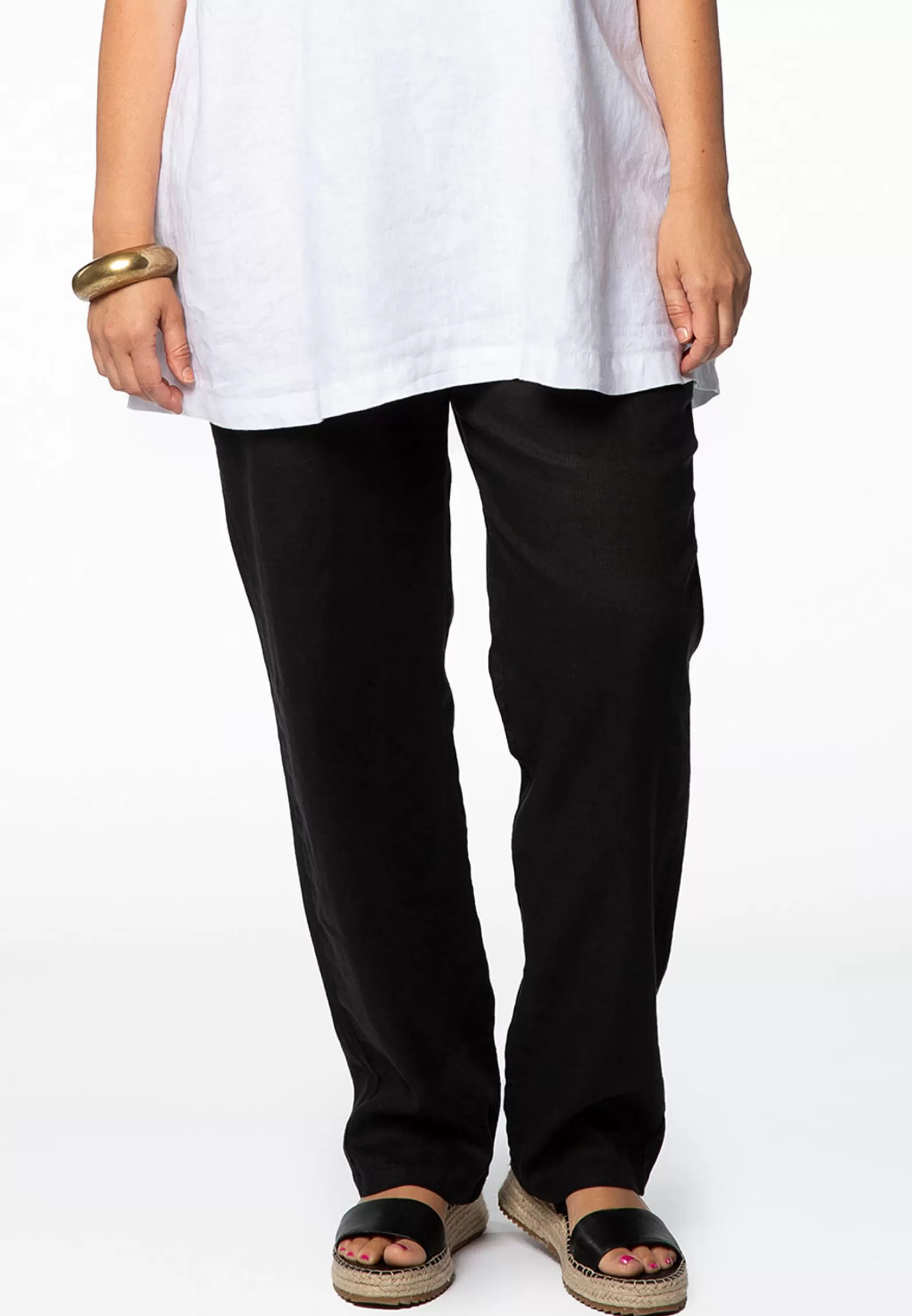 Best Sale Trousers Waist Cord Linen Women Basics
