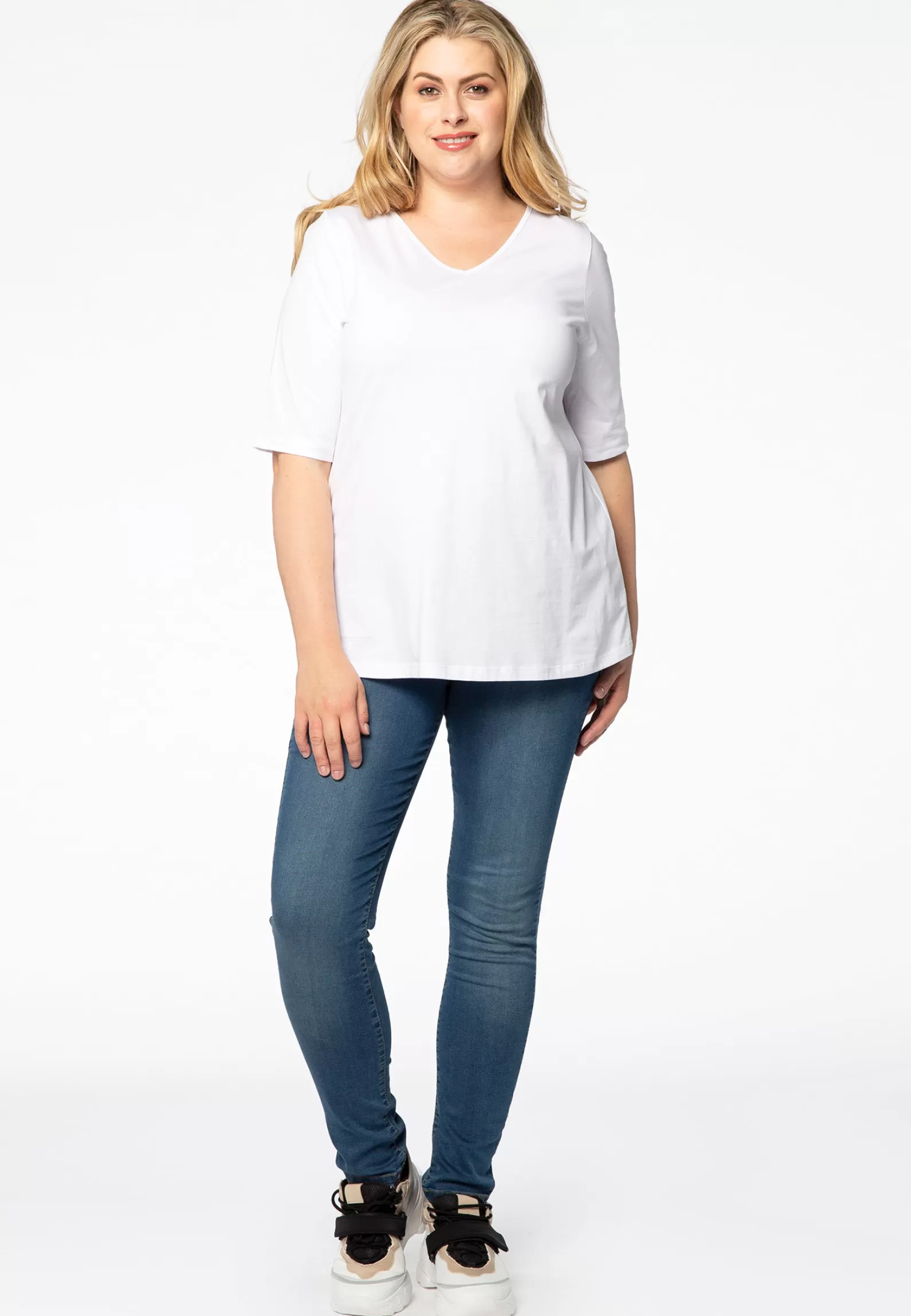 Store T-Shirt V-Neck Relax Fit Cotton Women Basics