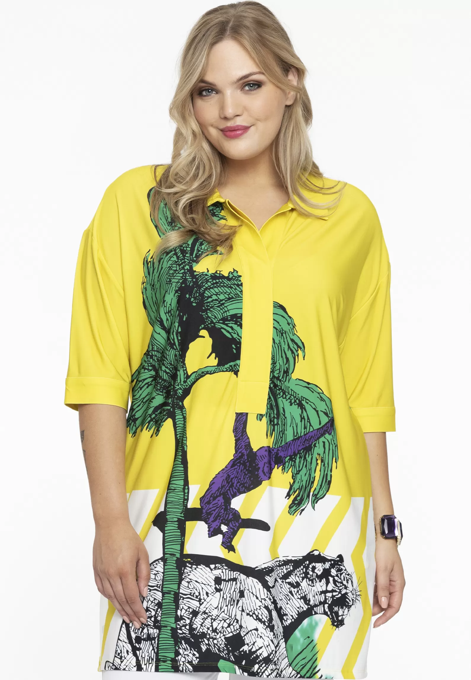 Discount Tunic Collar Tiger Women Tunics