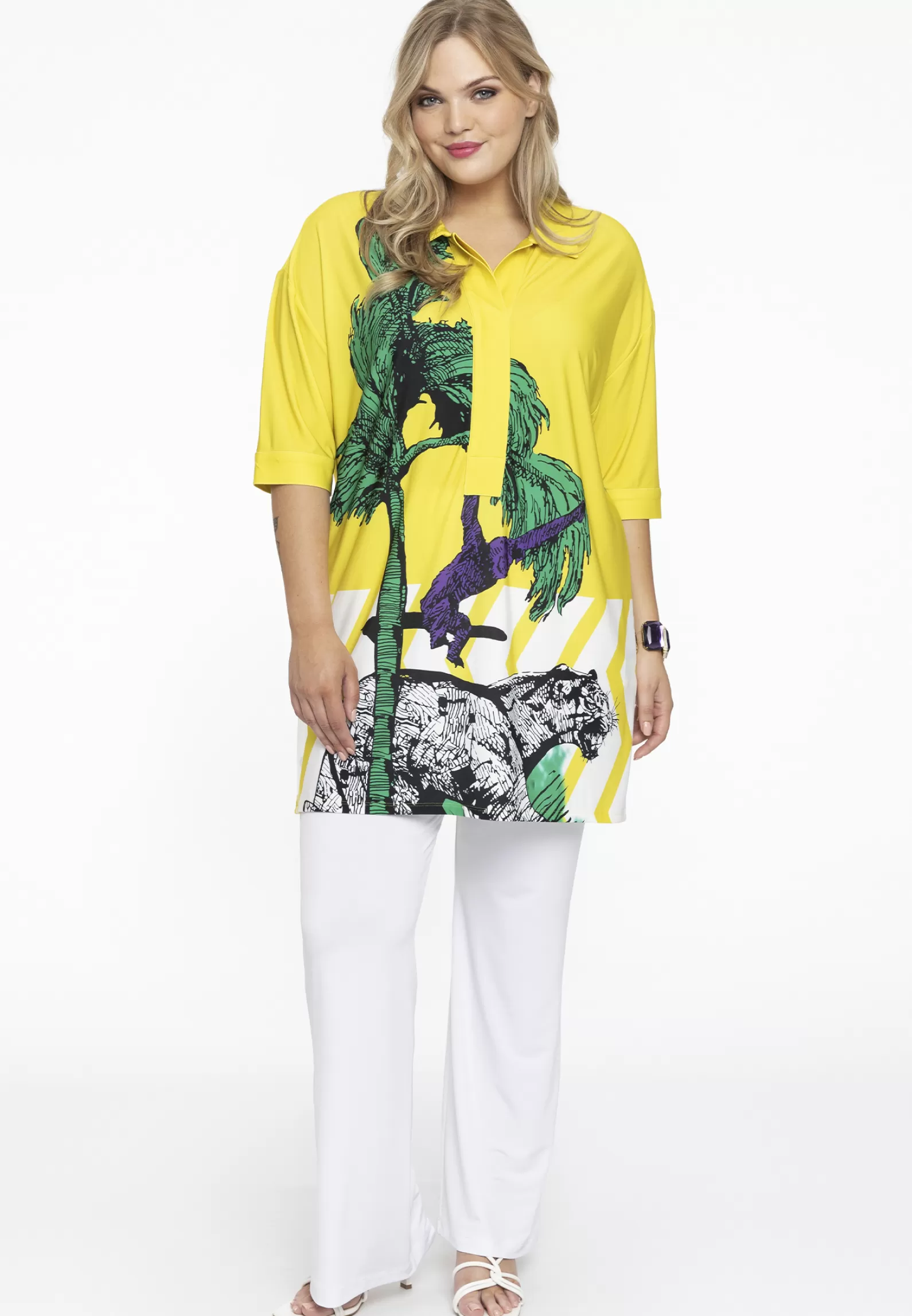 Discount Tunic Collar Tiger Women Tunics