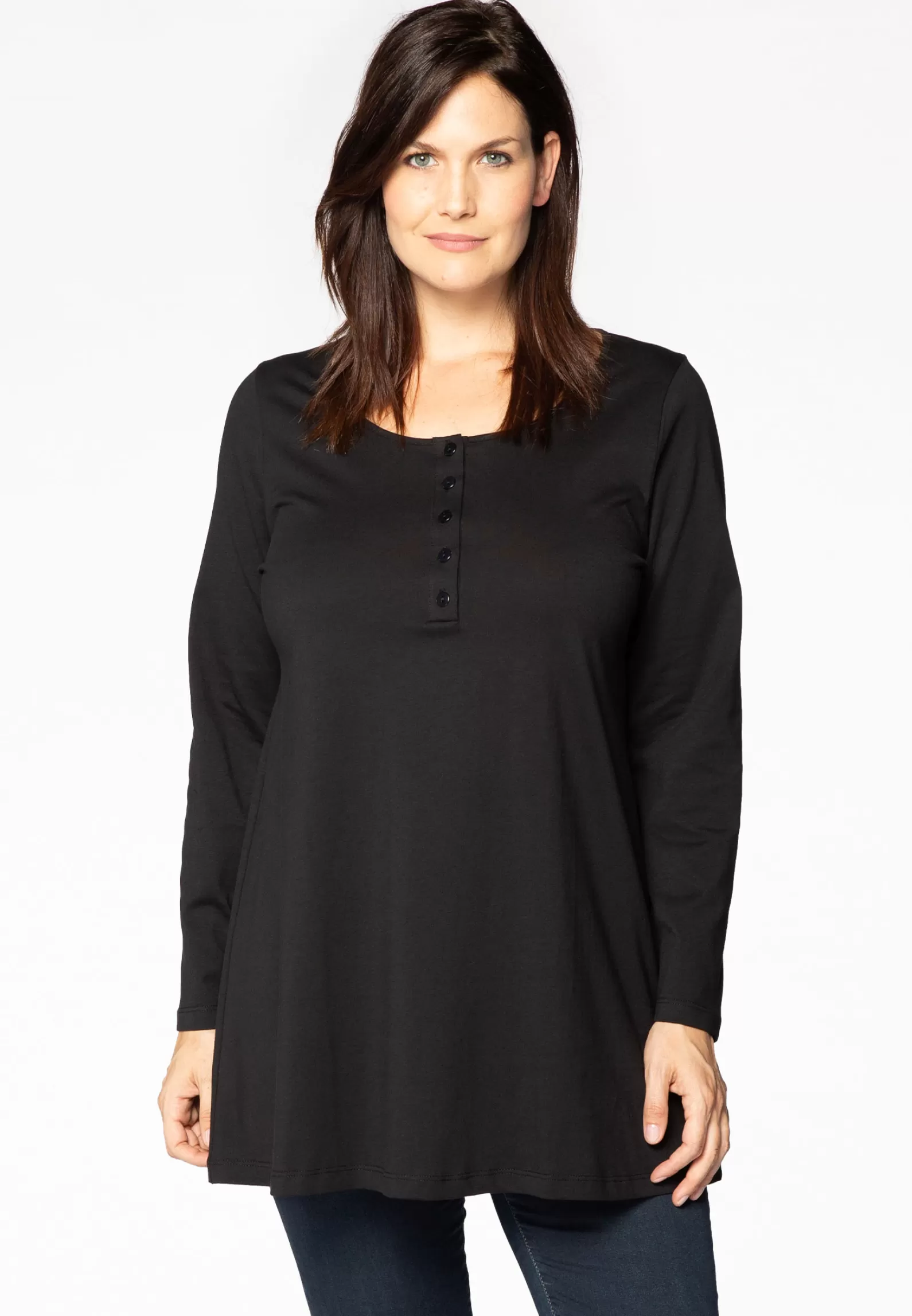Fashion Tunic Flare Buttons Cotton Women Tunics