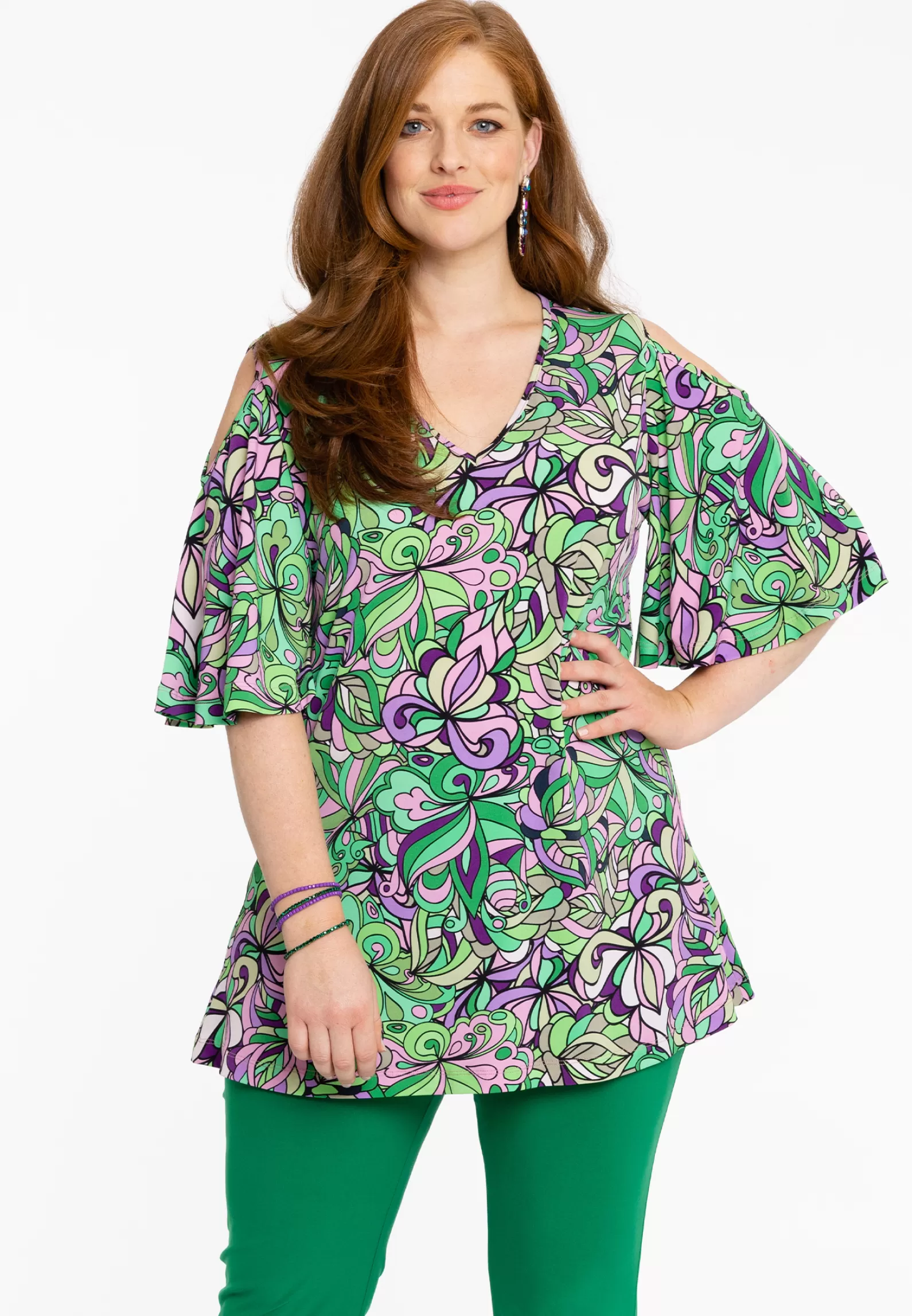 New Tunic Flare Cold Shoulder Tiffany Women Tunics