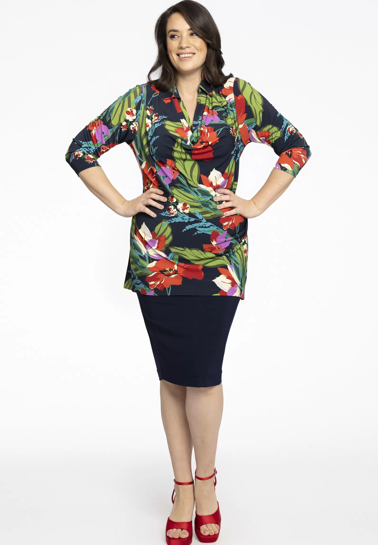Discount Tunic Flare Collared Cowl Janice Women Tunics